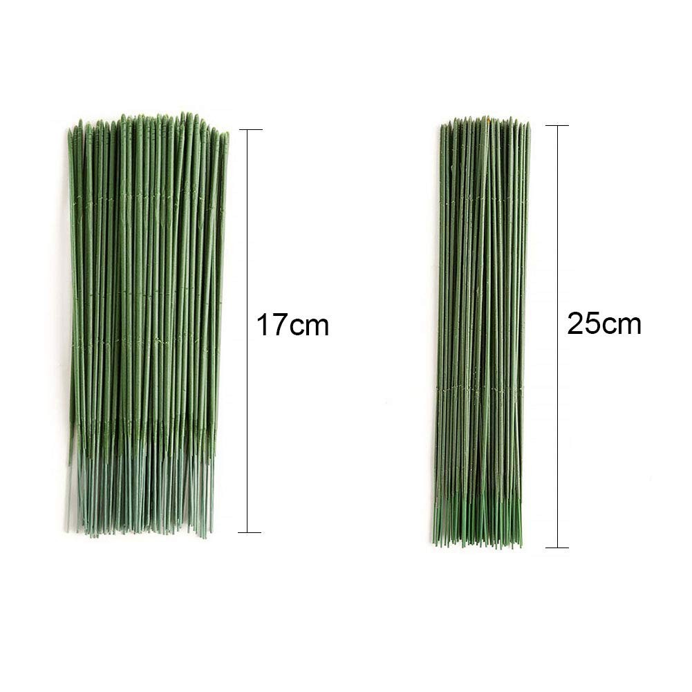 100pcs 17cm Green Artificial Floral Stem Wire for Crafts and Decor
