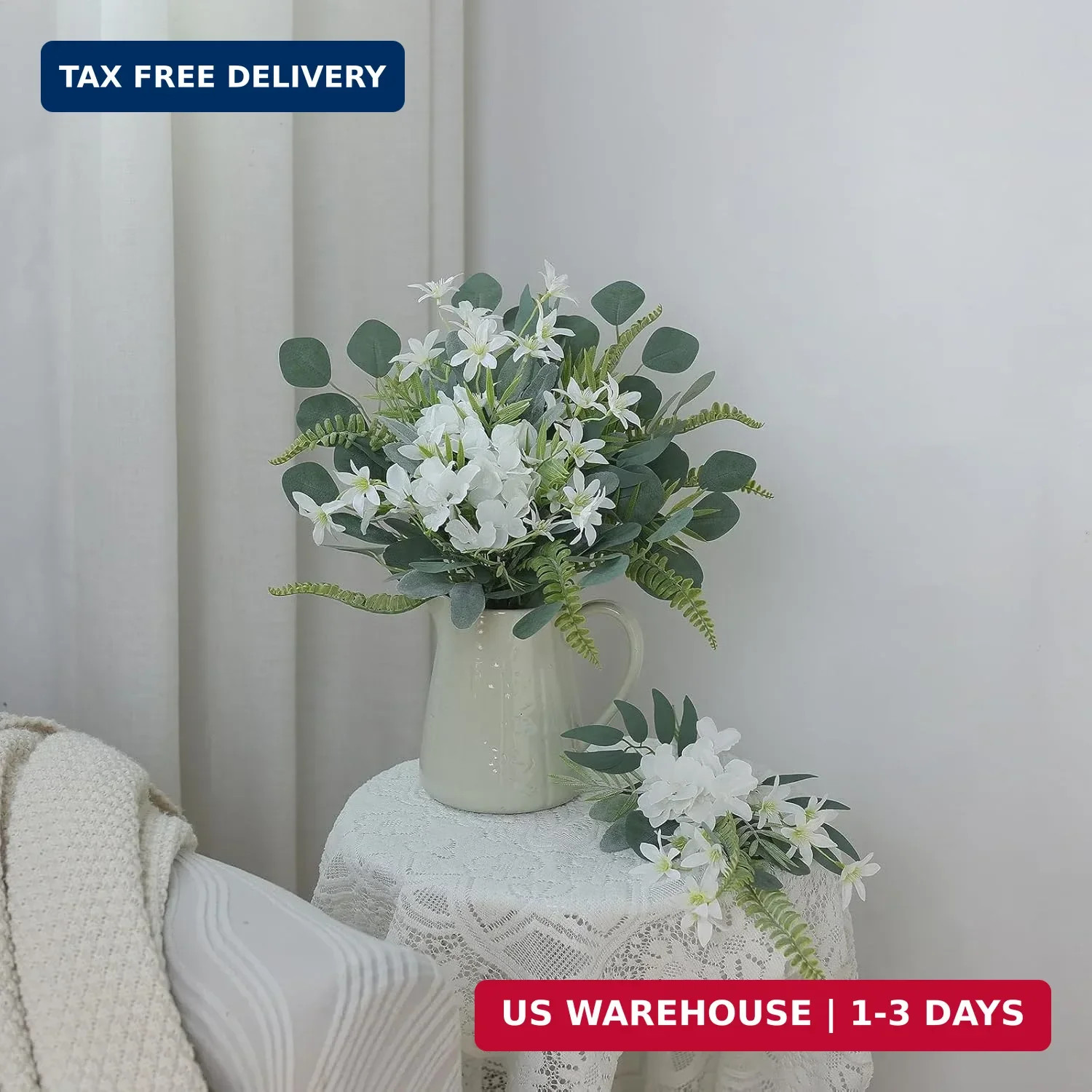 FOTEEWL 70 Pcs Artificial Greenery Stems Box Set,with 7 Kinds of Faux Plants and