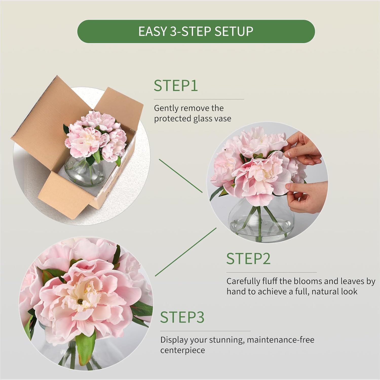 Artificial Silk Flower Arrangement w/ Glass Vase Faux Water Table Wedding Decor