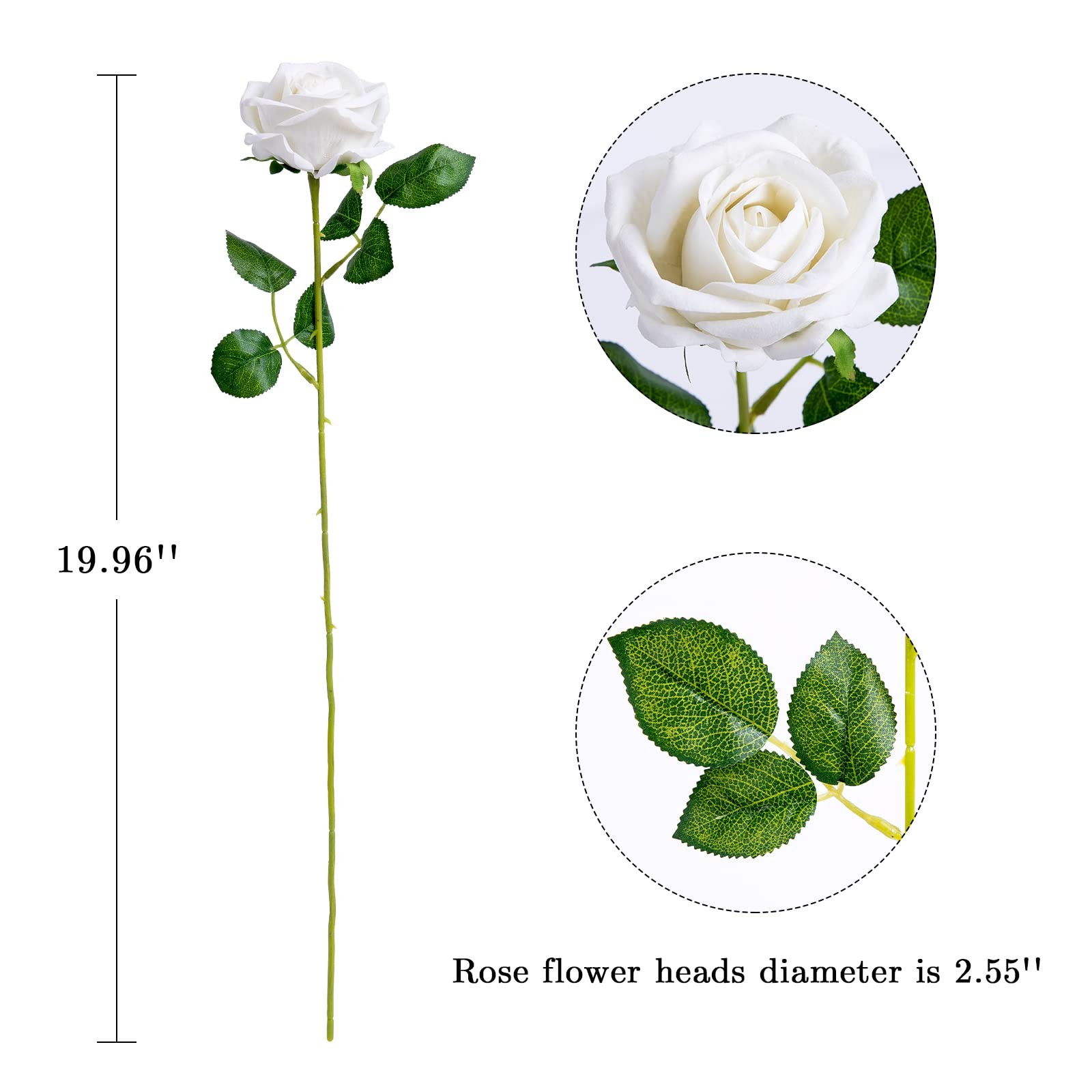 12PCS Artificial Flowers Fake Roses, Realistic Velvet Long Stem Red Roses Bou…