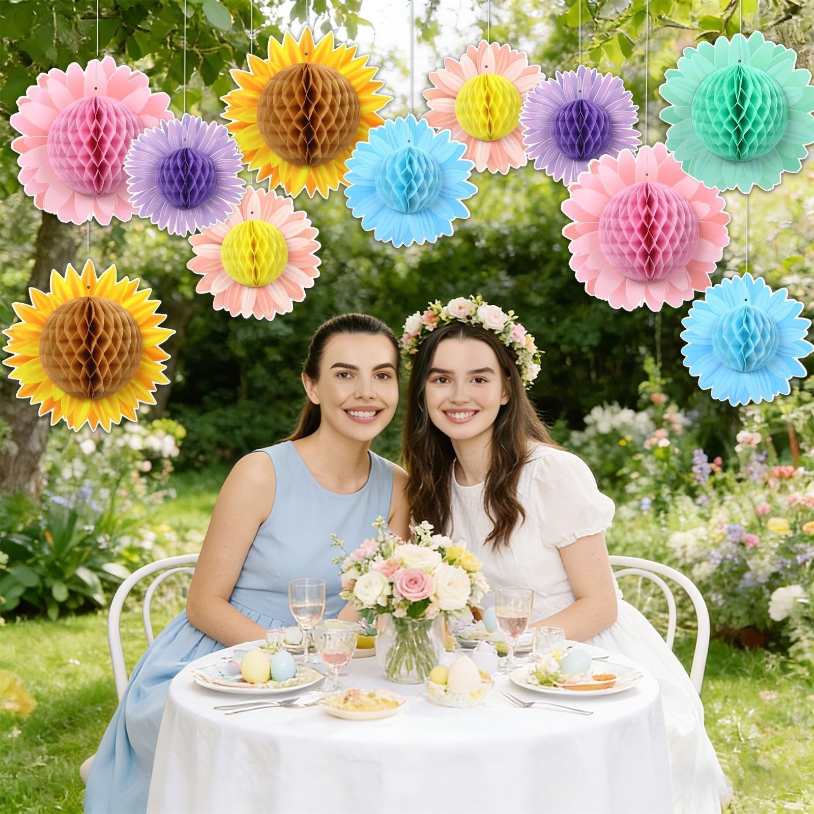 18 PCS Giant Hanging Paper Sunflowers Honeycomb Spring Party Wall Decorations