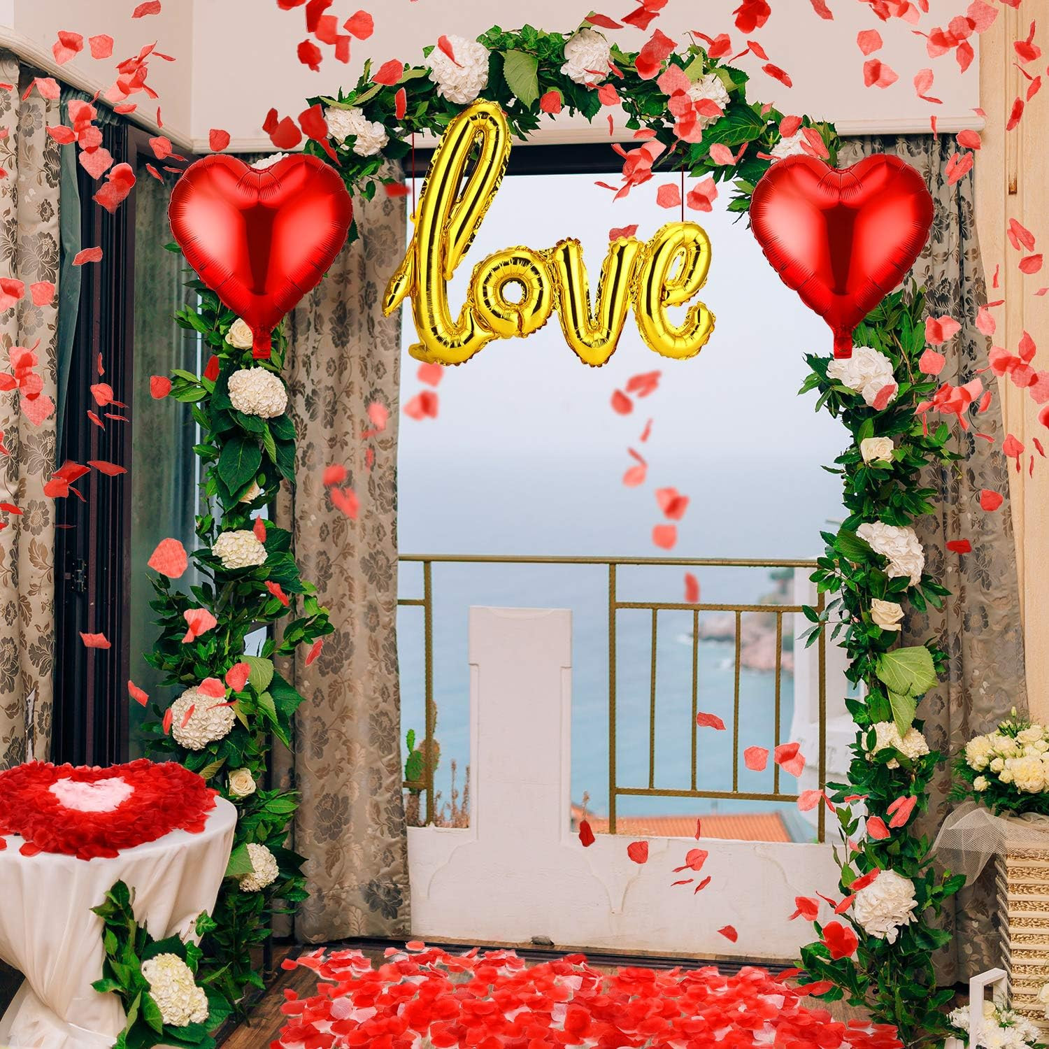 Valentines Day Red Wedding Decorations Artificial Petals Heart Shaped Love Foil