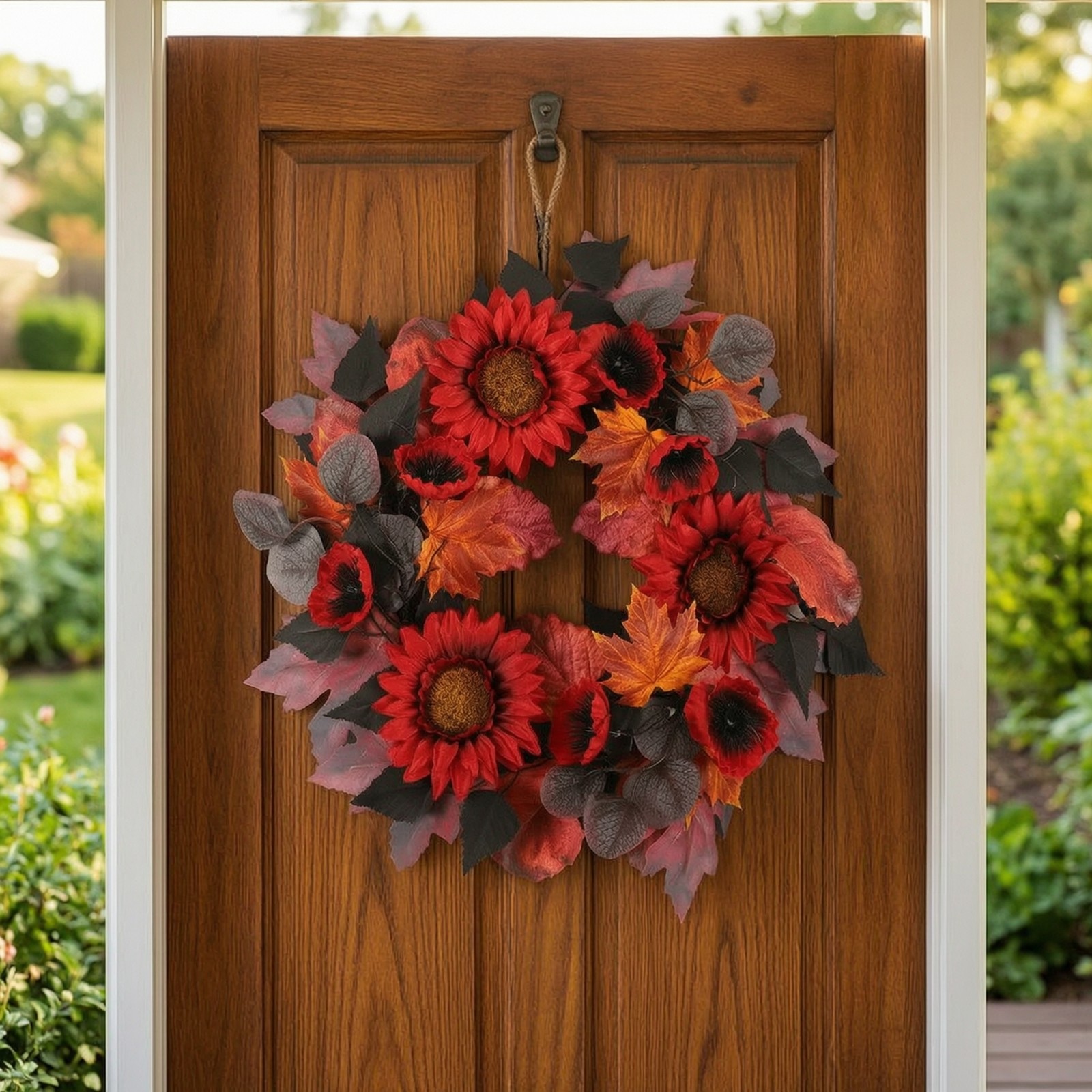 Wreath with Floral Wreath Artificial Sunflower Wreath Textured for Thanksgiving