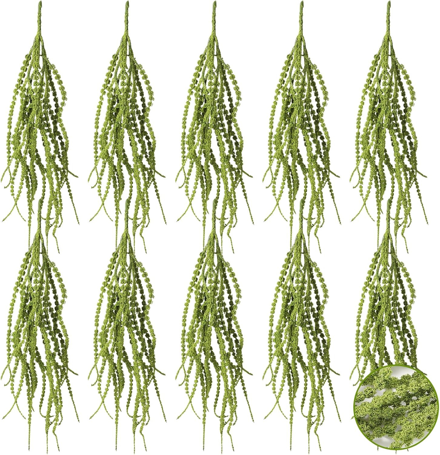 10 Pcs 35″ Green Amaranthus Artificial Flowers for Home Decor & Weddings