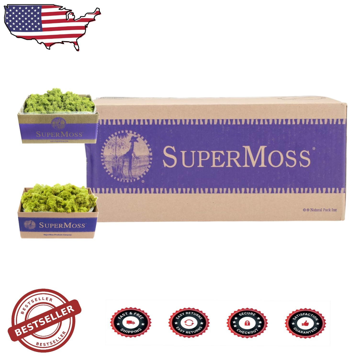 Vibrant Chartreuse Reindeer Moss 3lbs – Preserved Craft Plant Cover