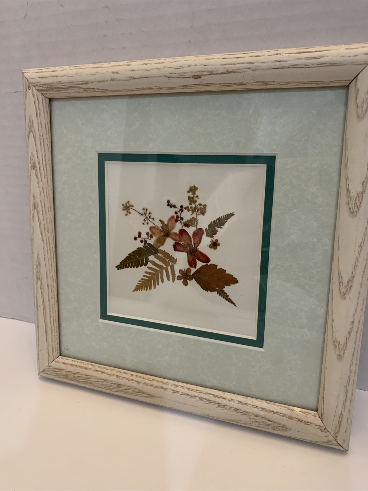 Dried Pressed Flowers Wall Hanging Art Floral Handmade Vintage Framed 9” Square