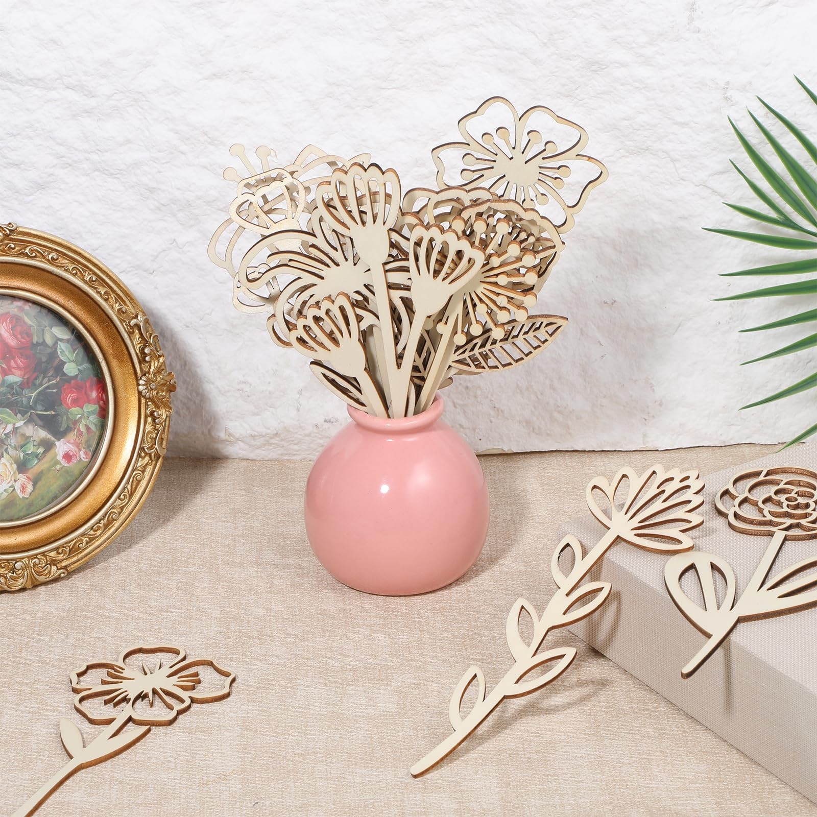 16Pcs Wooden Flowers, Wood Wildflower Decor Set, Wooden Flowers for Crafts Wo…