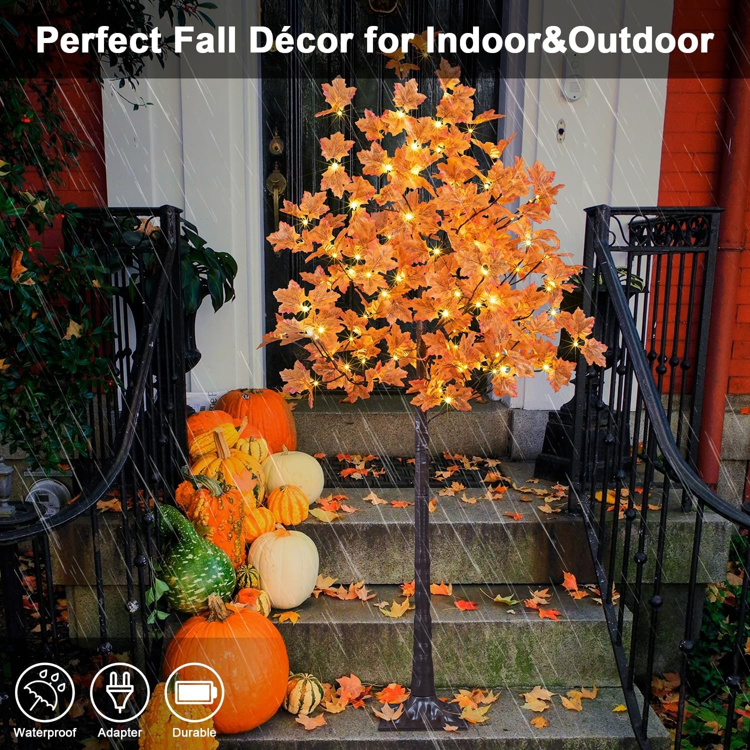 6FT 120LED Lighted Maple Tree – Warm White Fall Decor for Indoor/Outdoor Use, Or