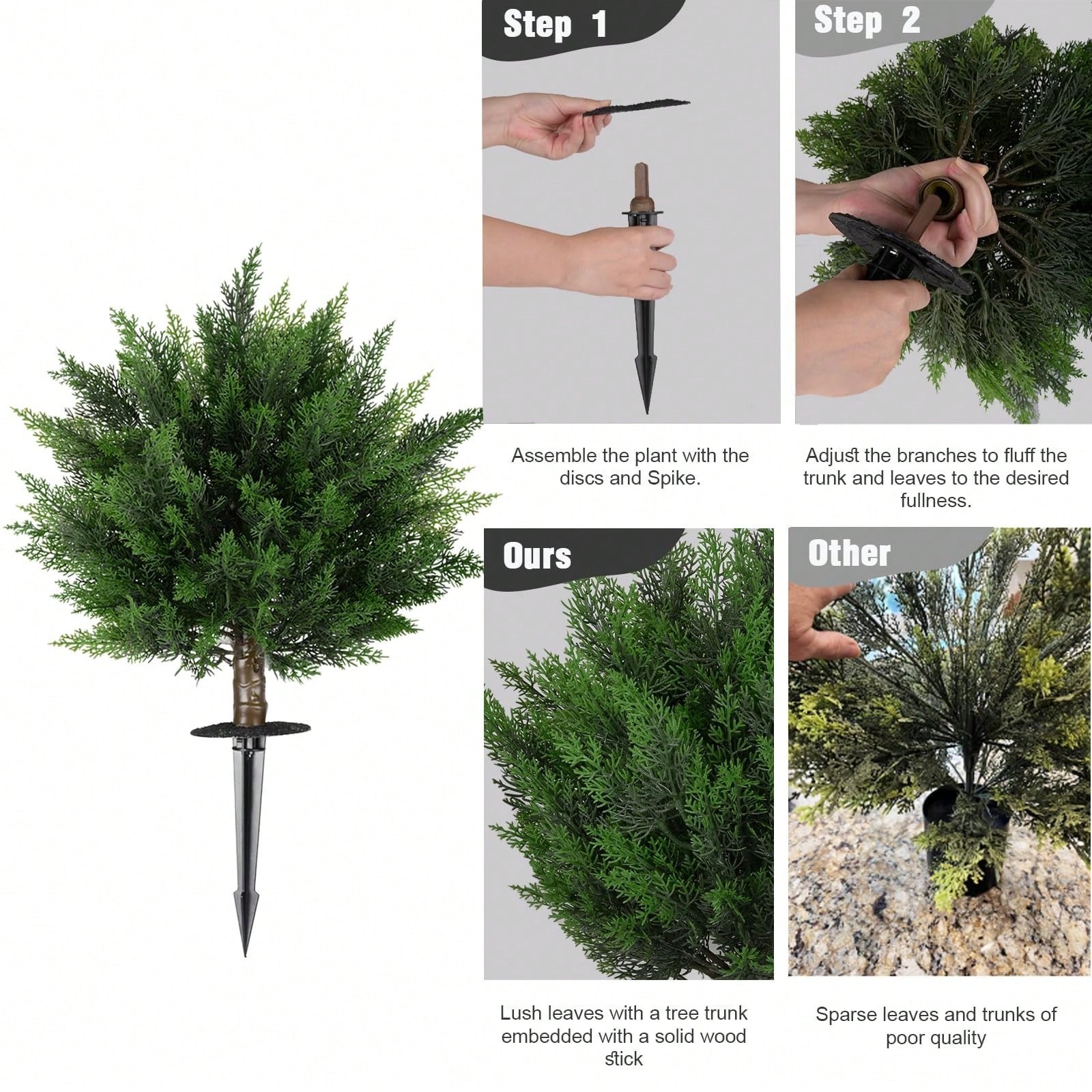 New Artificial Cedar Topiary Ball Trees 28.35in Green Outdoor Garden Decor