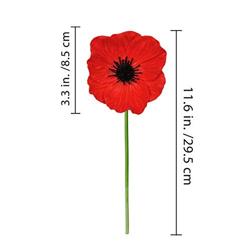 24 pcs Artificial Red Poppy Anemone Stems PU Real Touch Poppy Anemones Fake