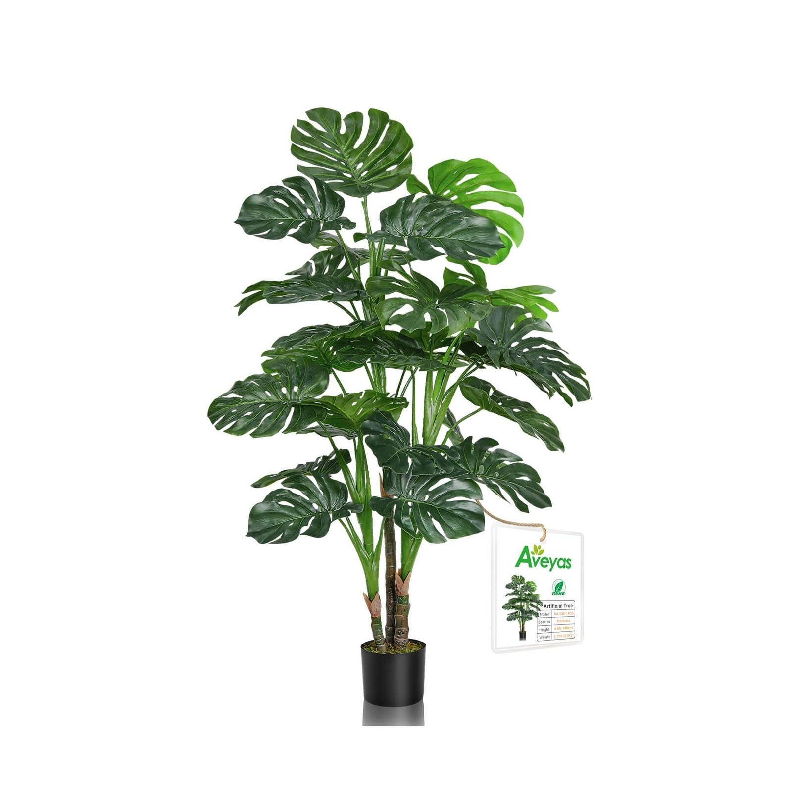 Aveyas 54” Tall Large Artificial Monstera Deliciosa Plants, 4.5 Feet Faux Sw…