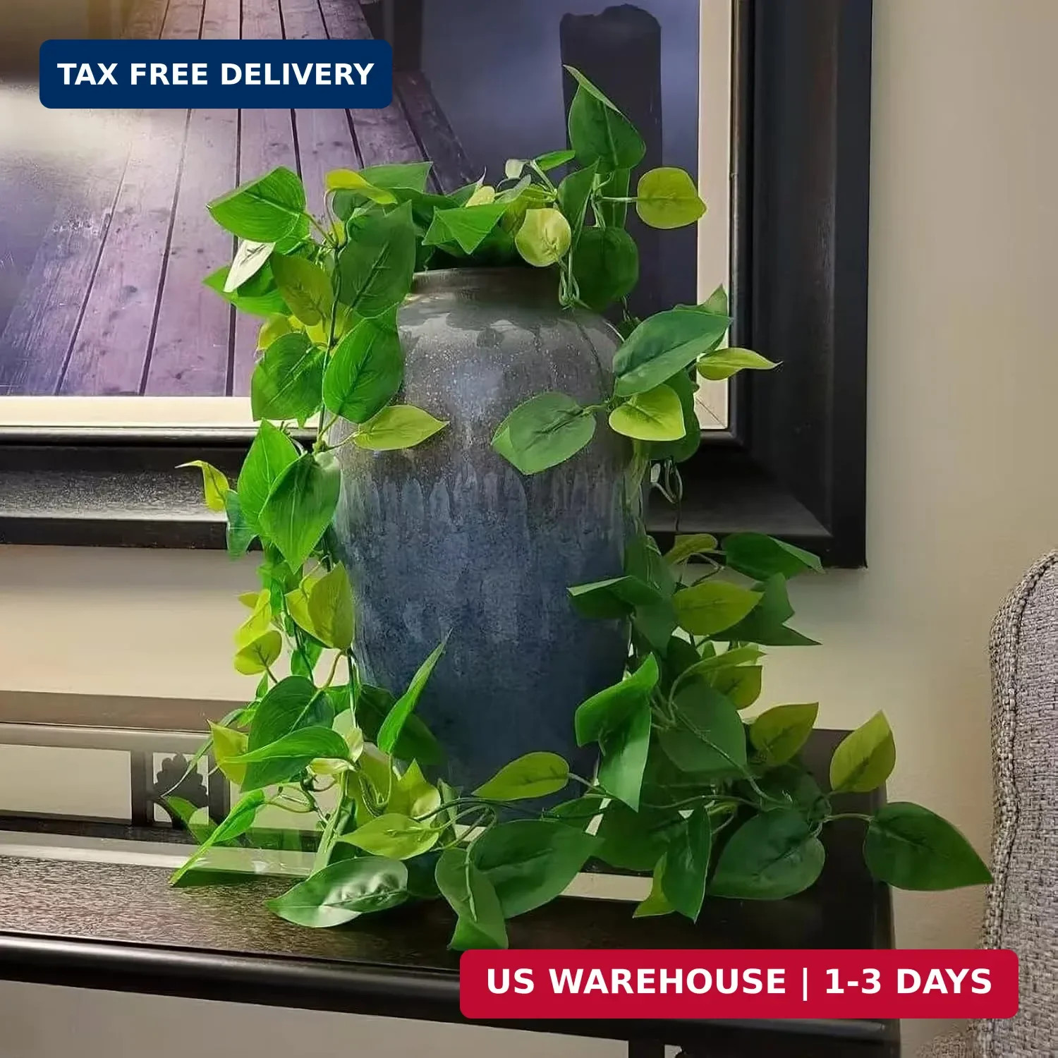 BLEUM CADE Fake Hanging Plants, 2pcs Artificial Pothos Vines Faux Plants Greener
