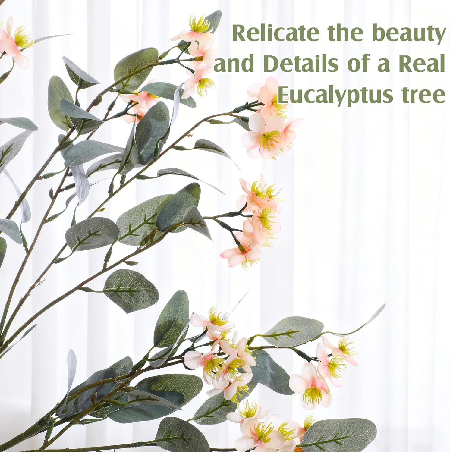 5Ft Faux Eucalyptus Trees with Bougainvillea – 2 Pcs Orange Decor