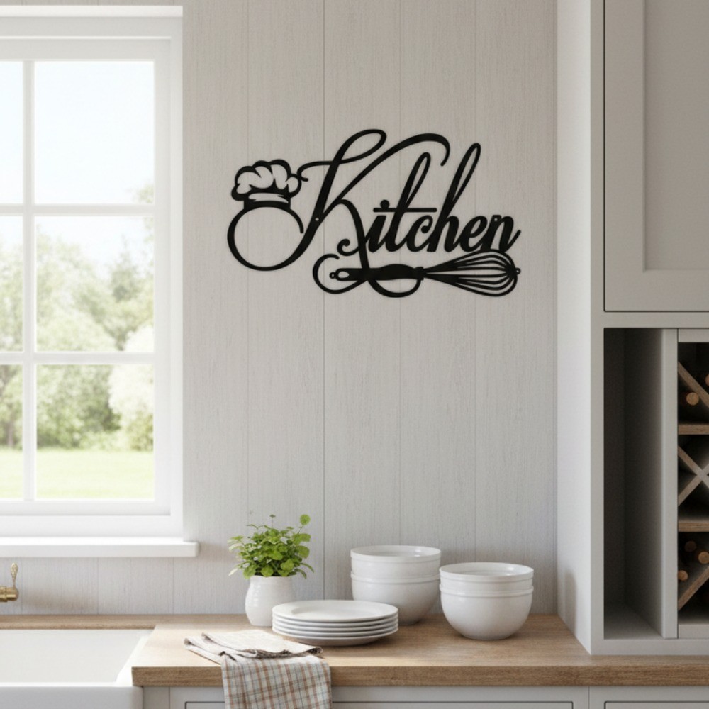 Rustic Farmhouse Metal Kitchen Sign Decorative Pediment Wall Art for Room Decor