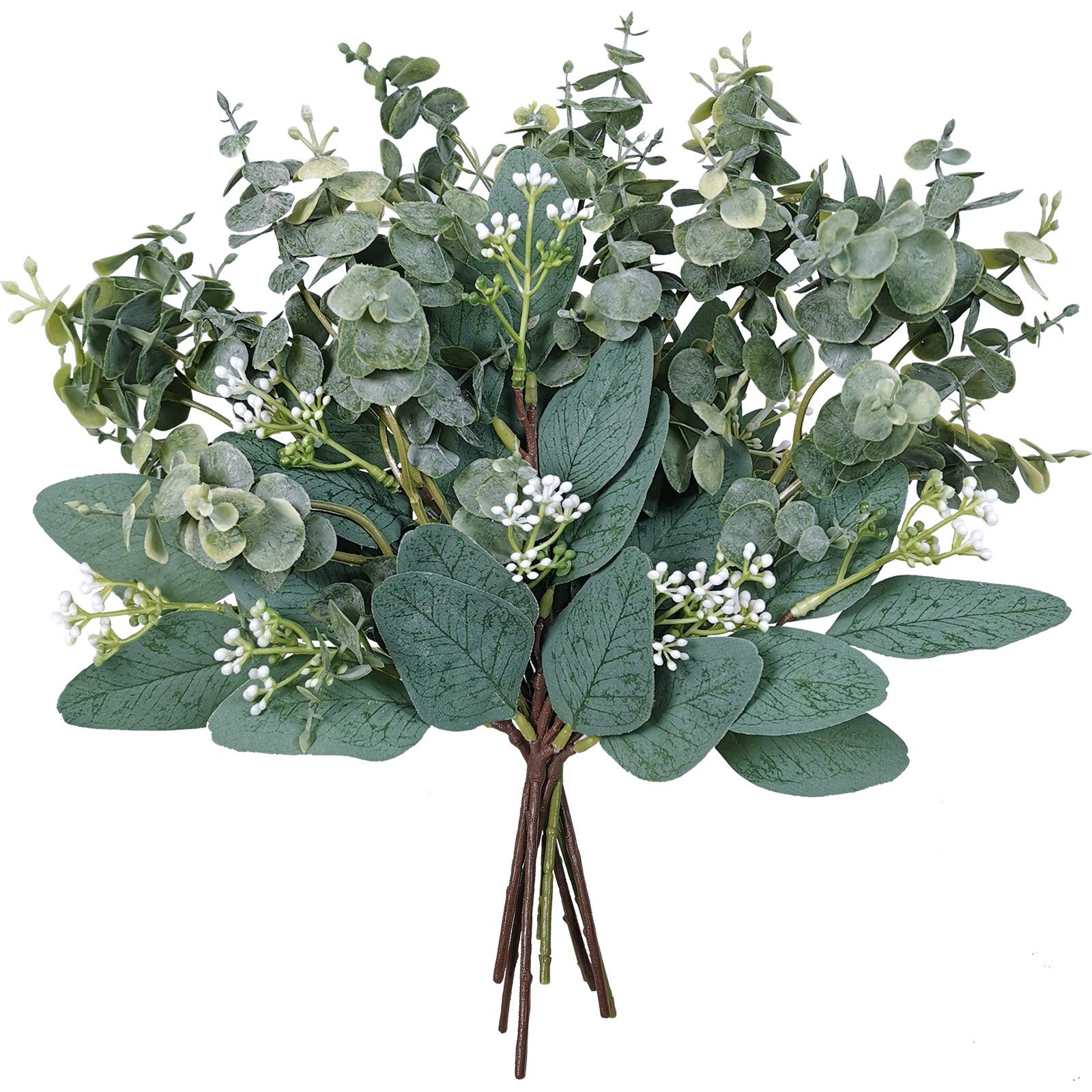 Mixed Eucalyptus Leaves Stems Bulk Artificial Eucalyptus Leaves Sprays Faux Oval