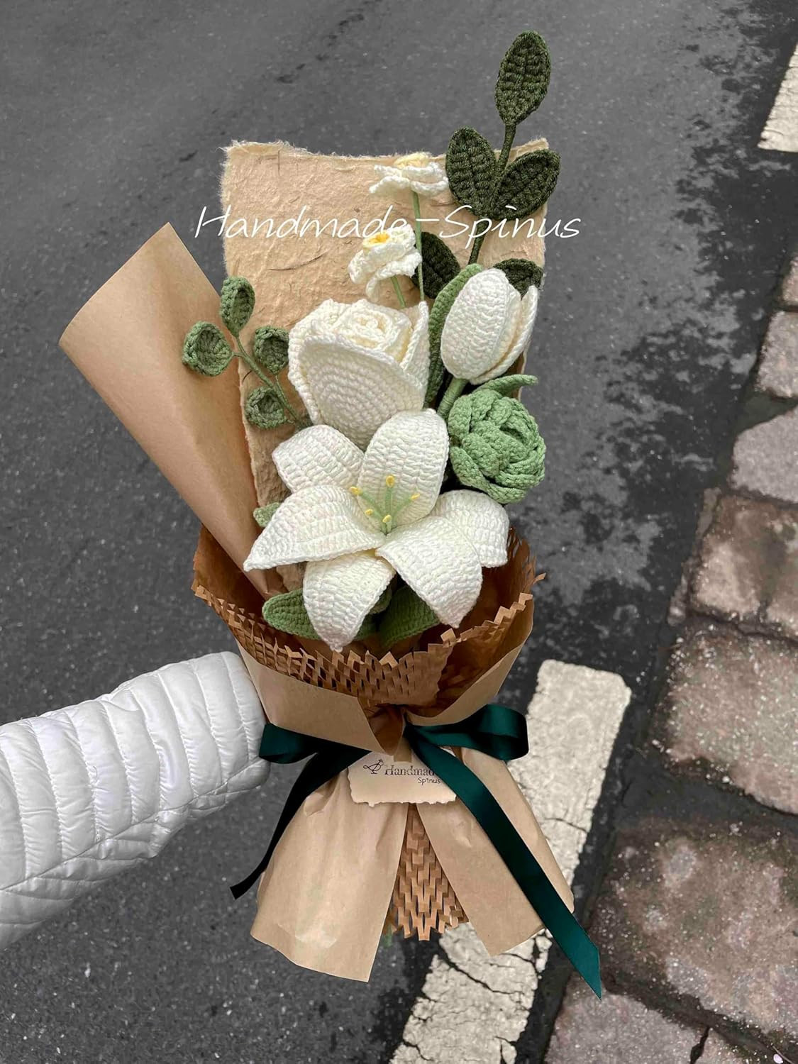 Luxury Handmade Crochet Flower Bouquet – Eternal Lily & Roses Gift