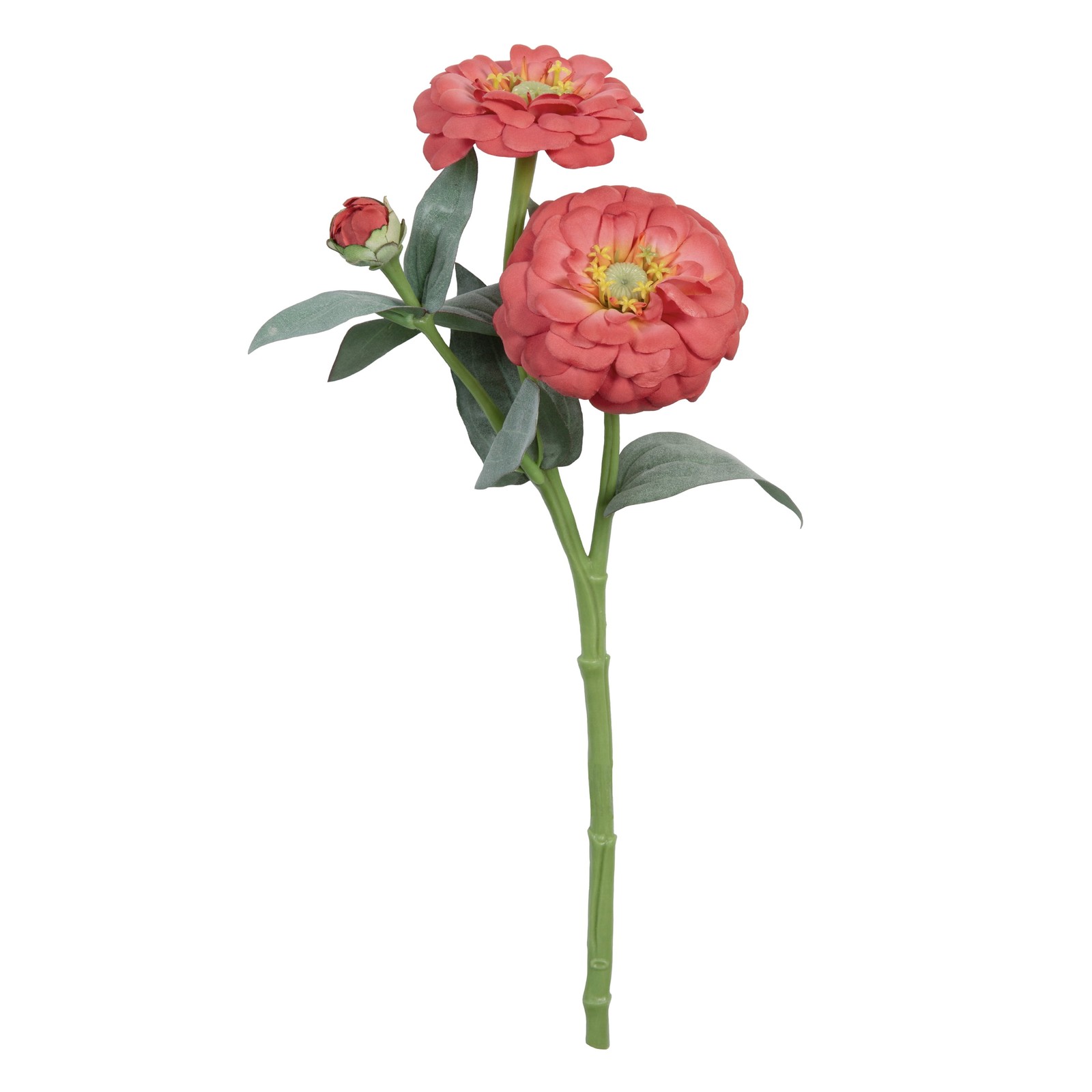 3 pack 13-inch Artificial Silk Coral Zinnia Short Stem Indoor Use