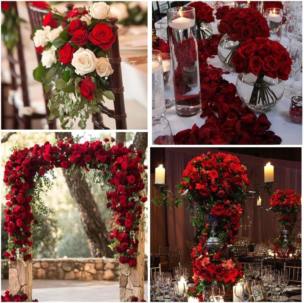 12PCS Artificial Roses Realistic Velvet Silk Flowers Long Stem Faux Flowers B…