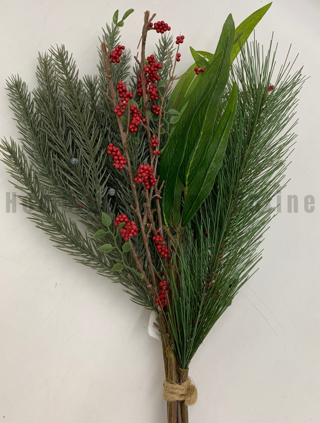 Pottery Barn Faux Juniper & Berry Bundle Red Green 20″ h #4845A