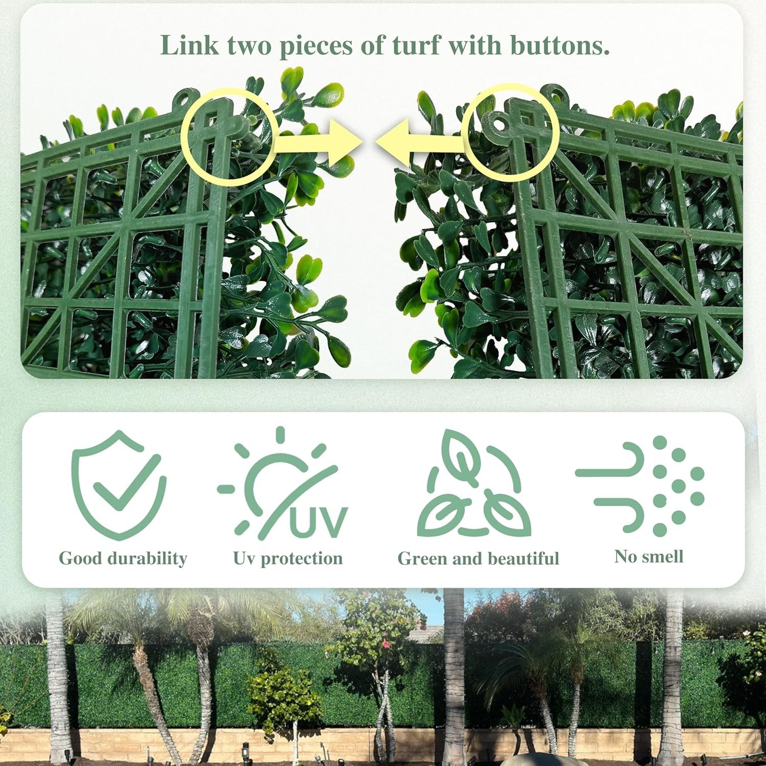 Artificial Greenery Grass Wall Panel, 10×10 Inch 6-Pack (4.2 sqft), UV-Anti F…