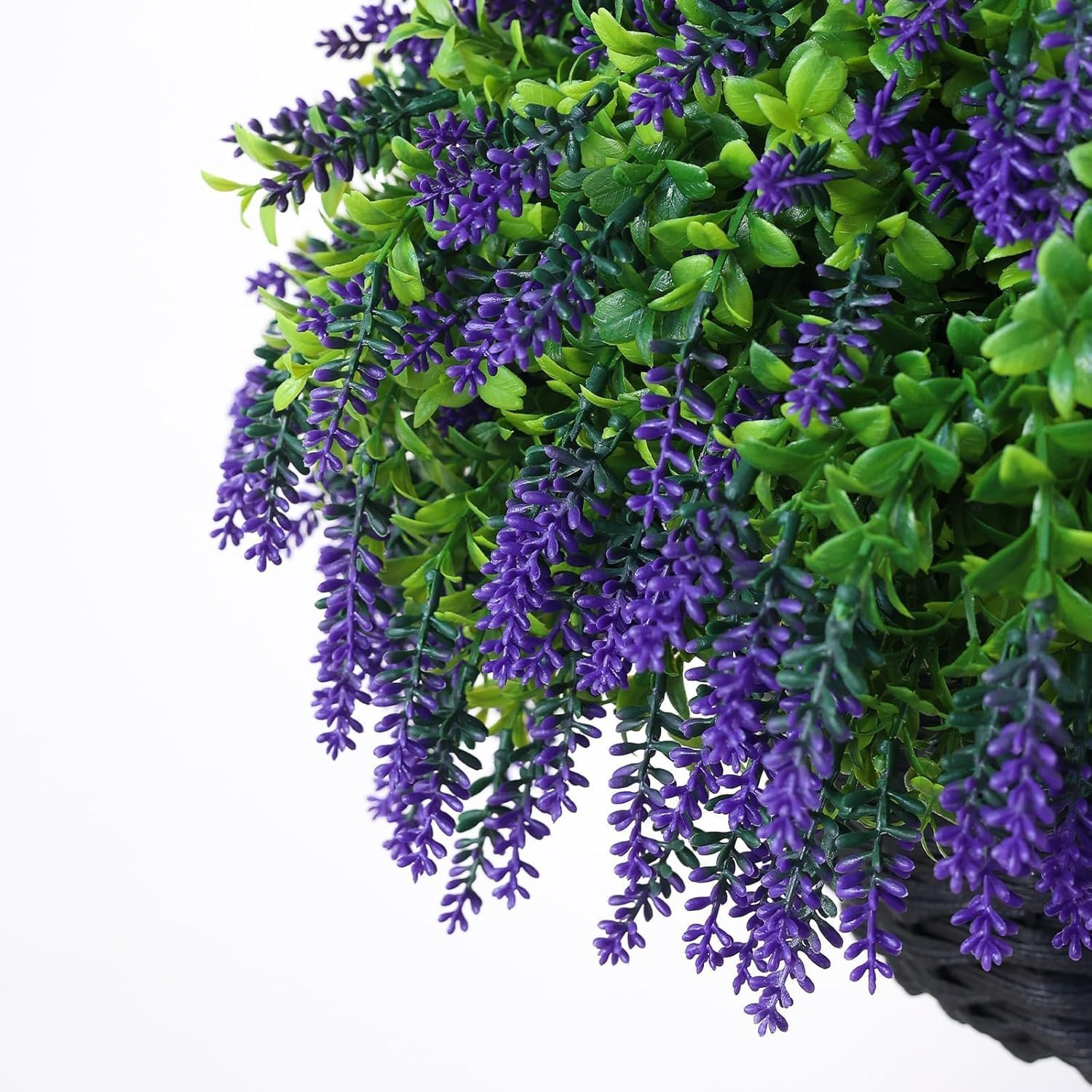UV-Resistant Artificial Lavender & Boxwood Hanging Baskets – 2 Set for Outdoor D