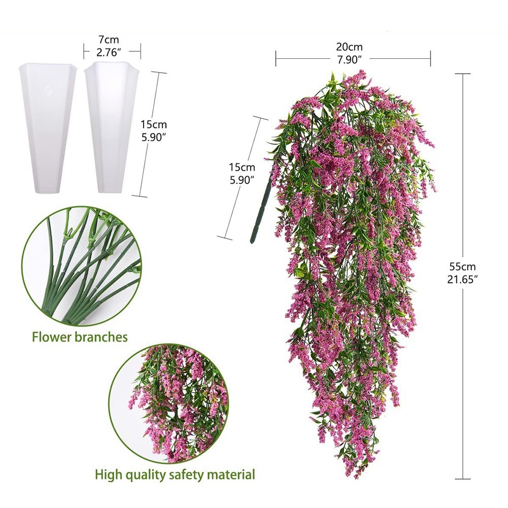 2pcs Wisteria Vines Naturalistic Plastic Flowers for Indoor Decoration