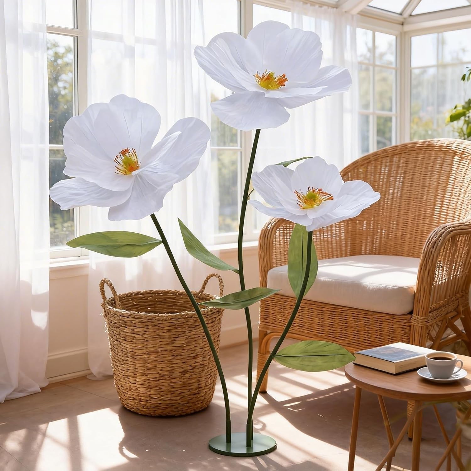 Giant Poppy Artificial Flowers with Stand,Large Gradient Paper Flowers,Waterproo