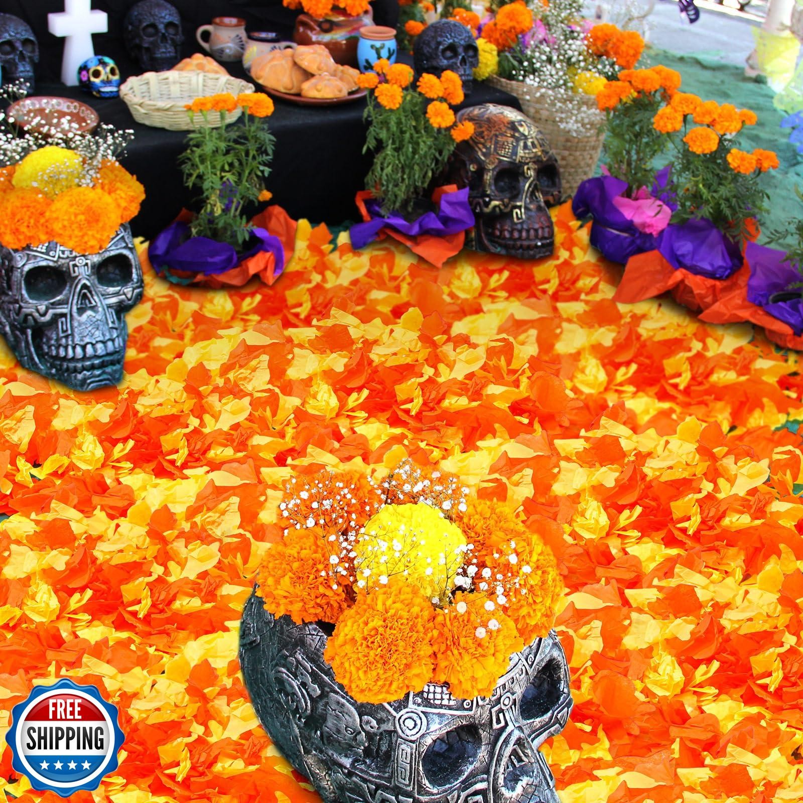 Gersoniel 14, 000pcs Marigold Paper Flower Petals Mexican Marigold Decor for