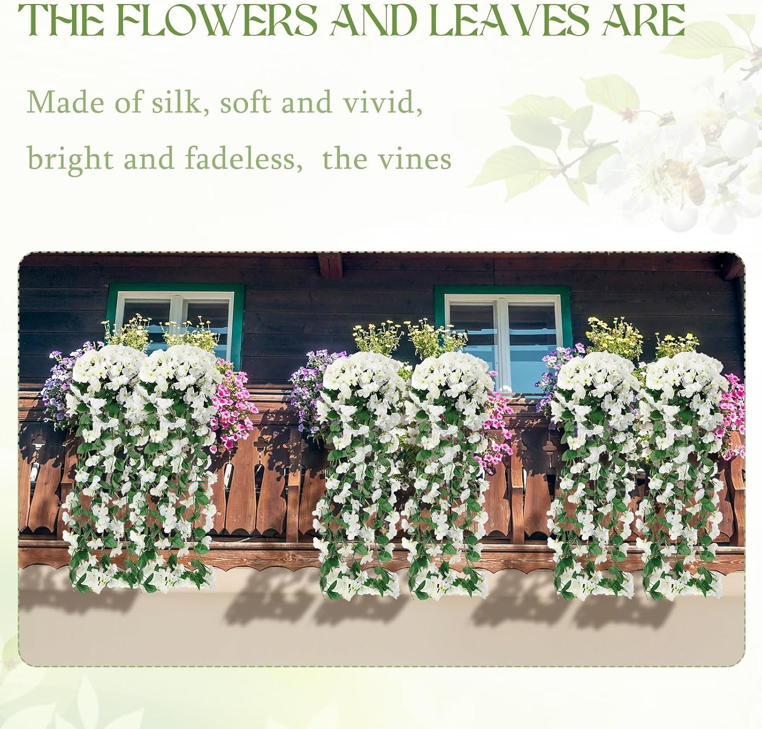 4 Pack Faux Violet Hanging Flowers for Home Garden Wedding Spring Decor