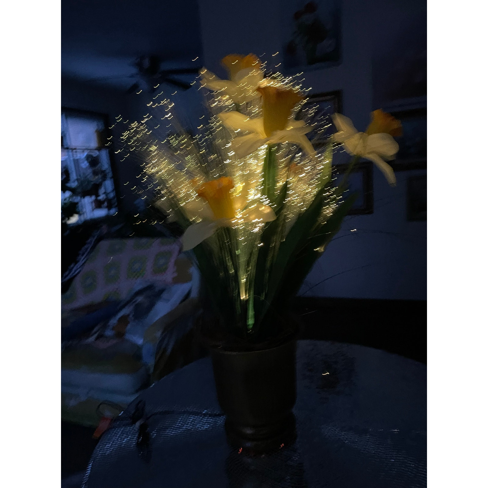 vintage optical fiber floral bouquet Yellow Daffodils