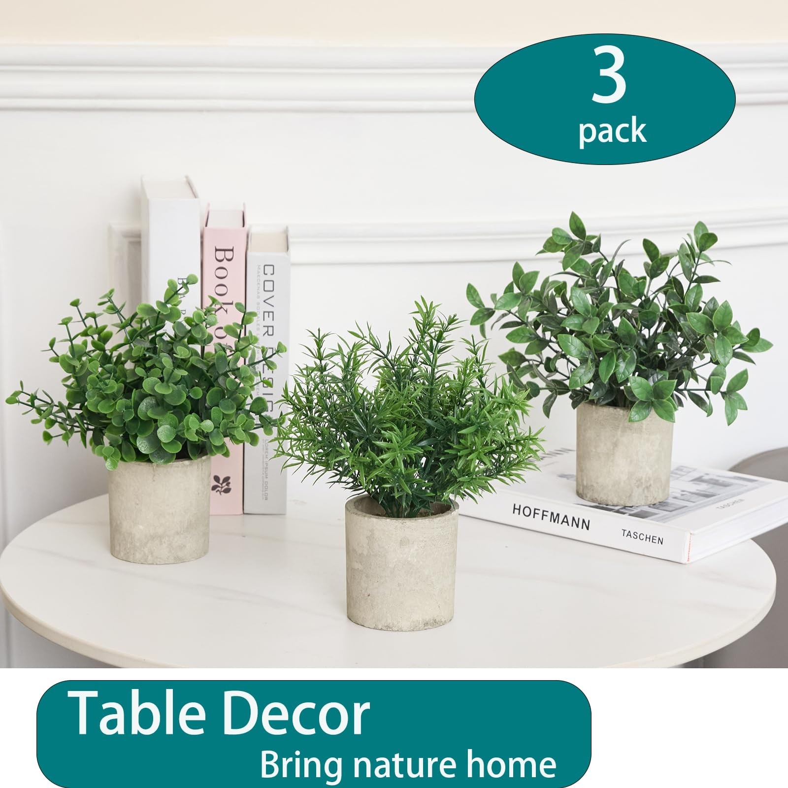 3 Pack Small Potted Fake Plants for Desk Shelf Bedroom Decor