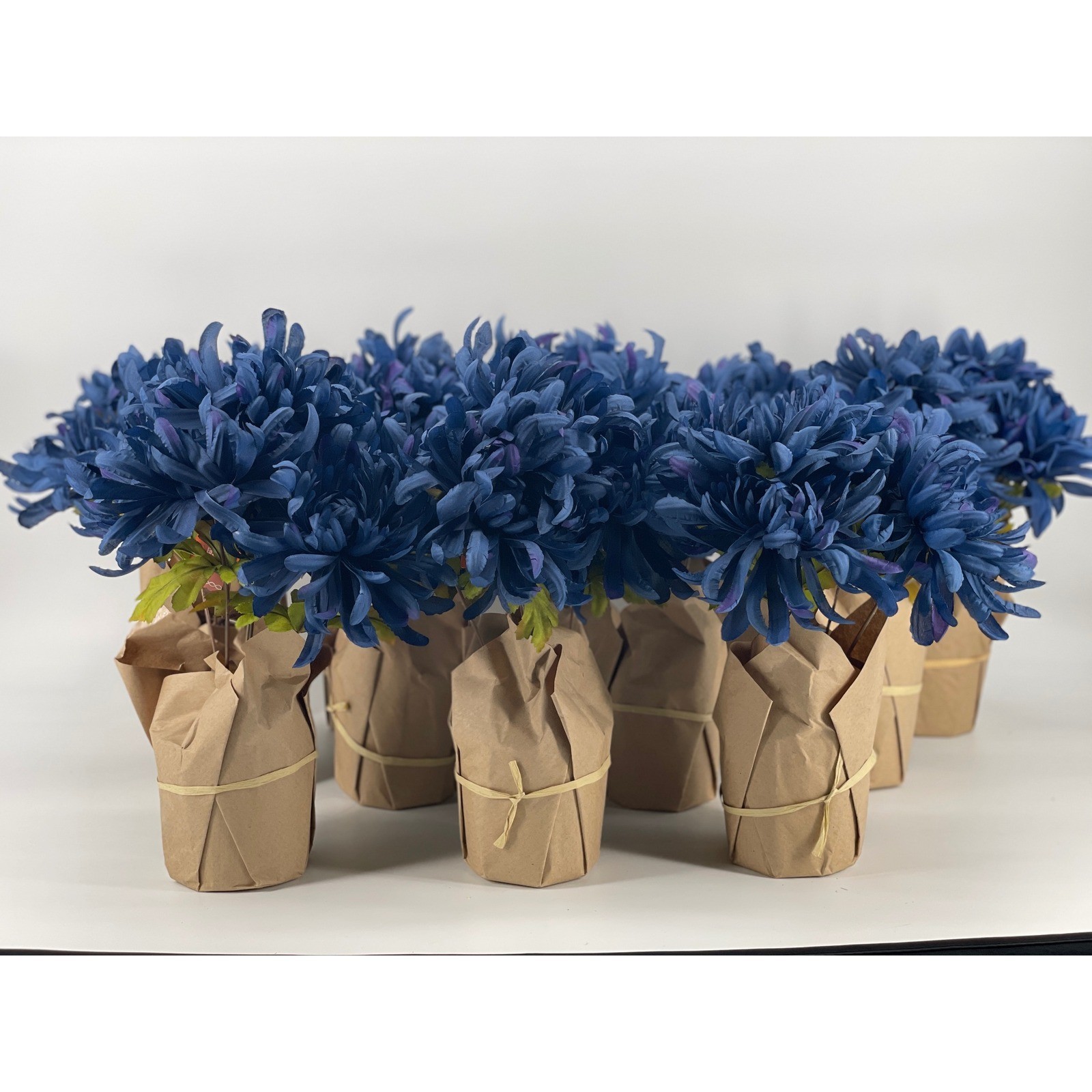 12 Ashland Artificial Chrysanthemum 12pc Blue Silk Flower Rustic Decor NEW