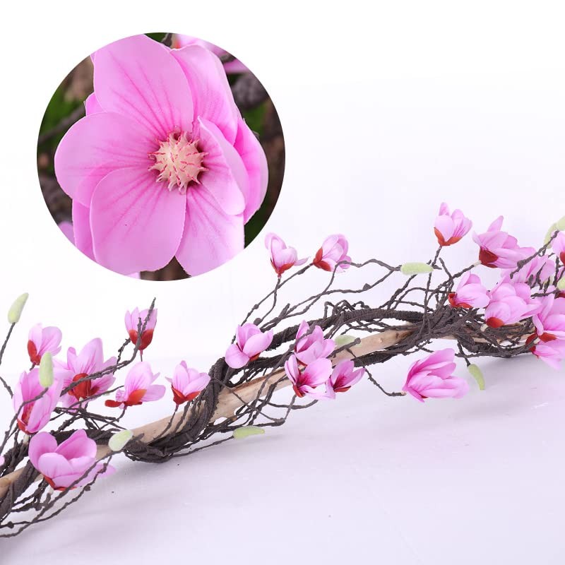 118in Faux Magnolia Orchid Flores Garland Hanging Vines(Fuchsia)
