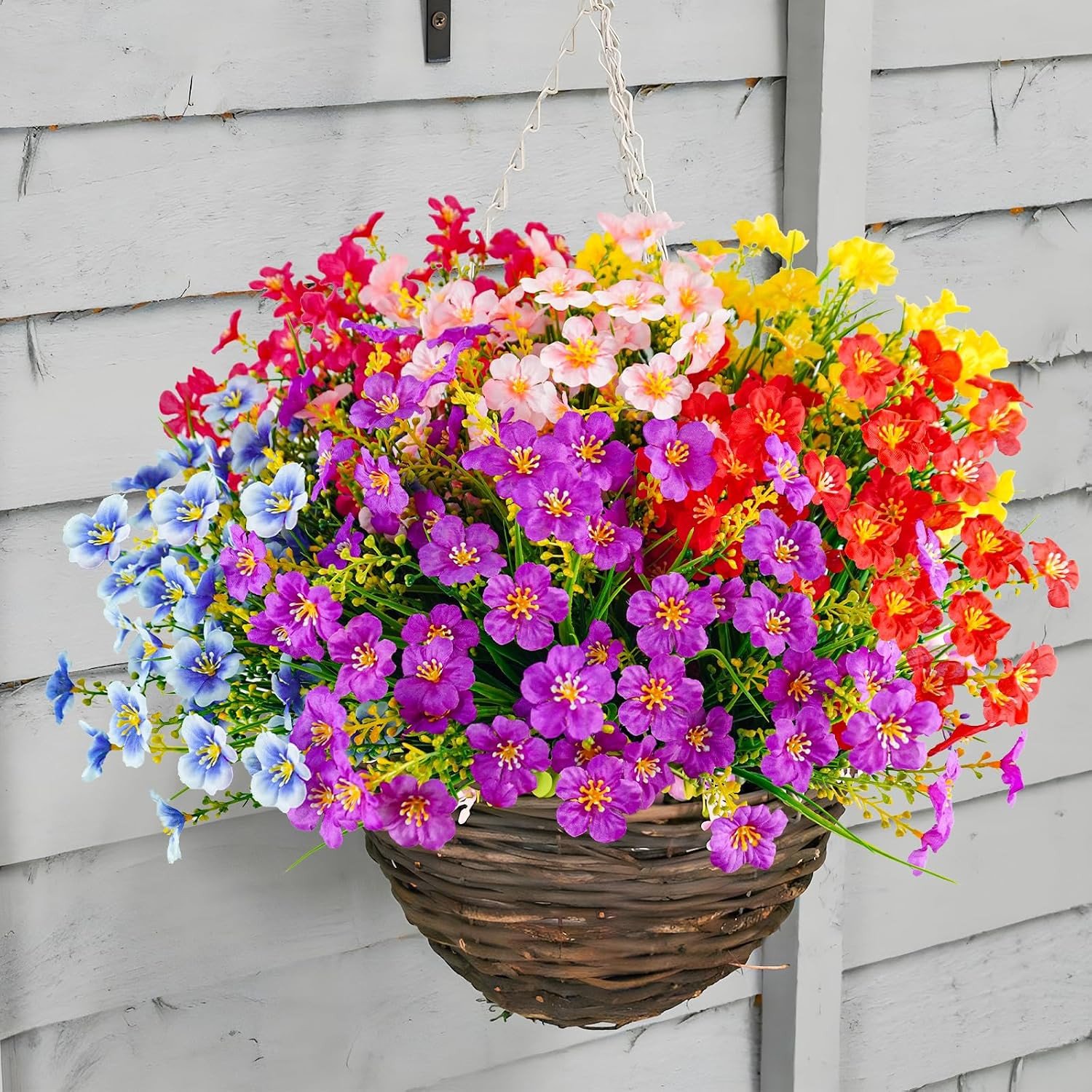 36 Pcs UV Resistant Faux Silk Flowers for Indoor & Outdoor Decor (6 Colors)