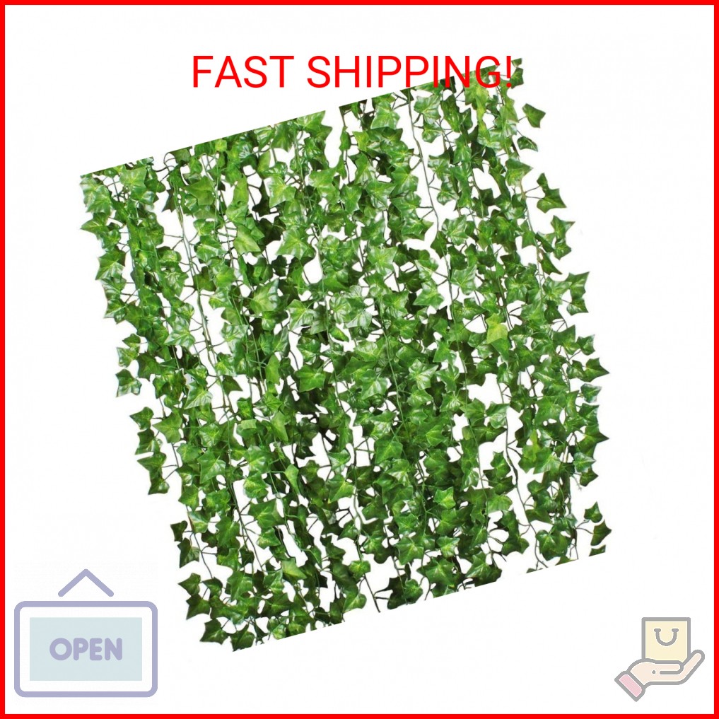 DearHouse 84 Feet 12 Strands Artificial Ivy Leaf Plants Vine Hanging Garland Fak