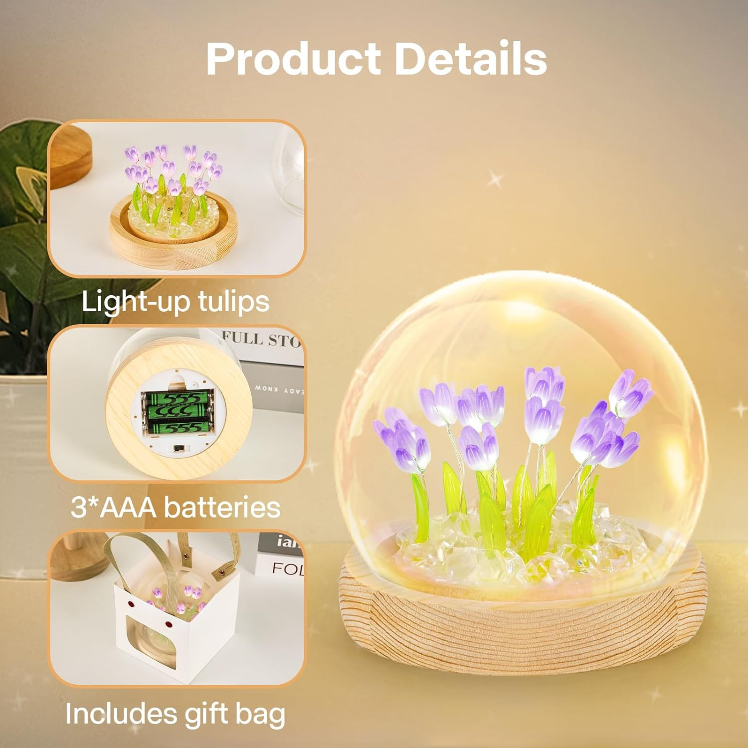 Flower Lamp Night Light Valentines Day Gifts for Her Birthday Gifts Women for Be
