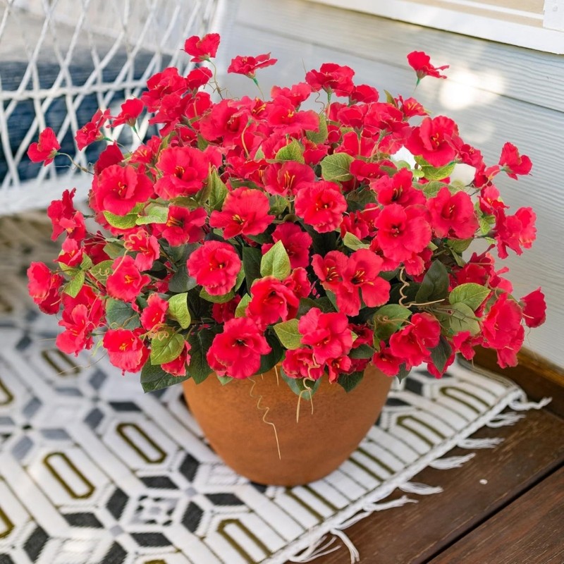 Low Maintenance 7 Flower Artificial Hibiscus For Exteriors Decoration