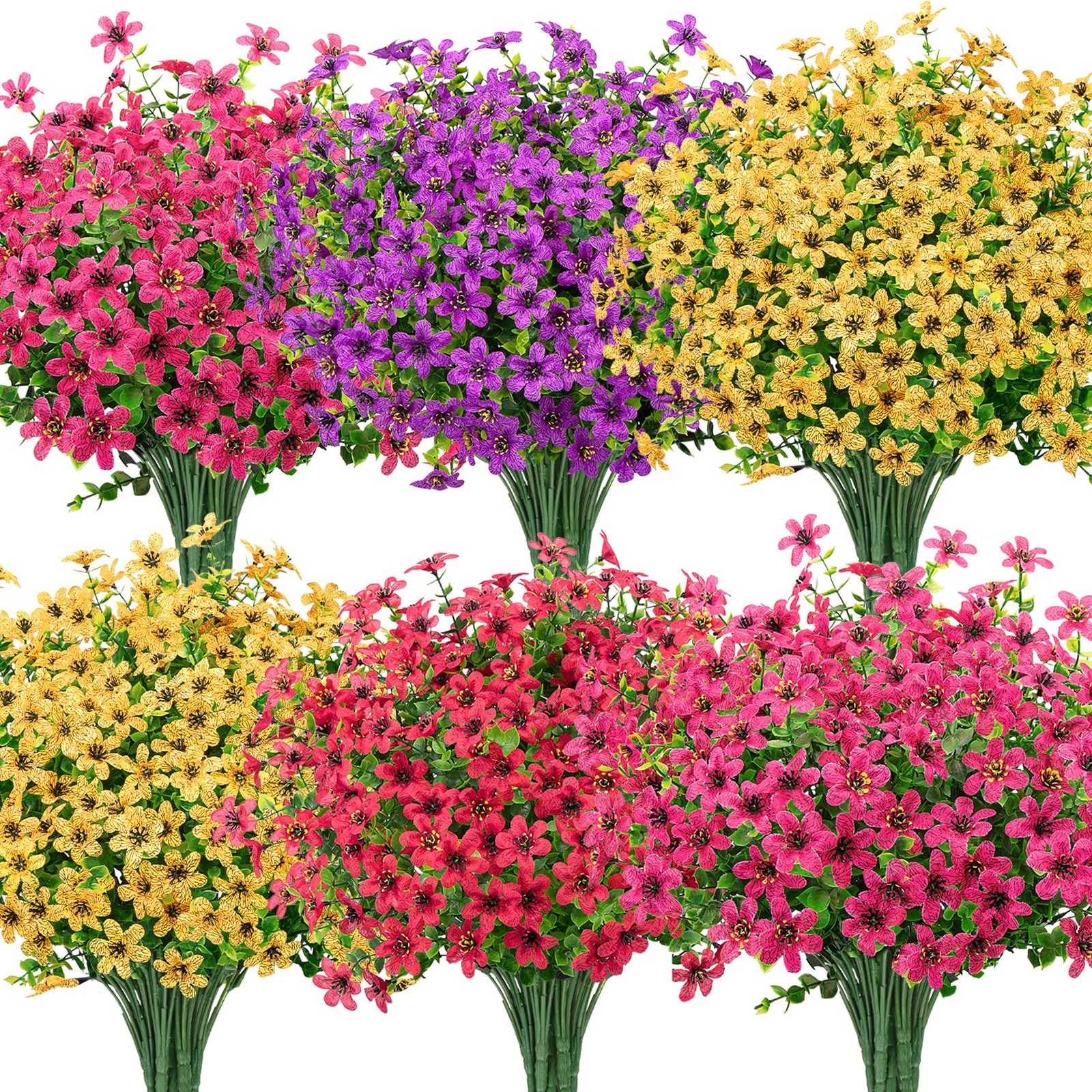20 Bundles Artificial Flowers for Outdoors Decoration, UV Resistant Home Decor