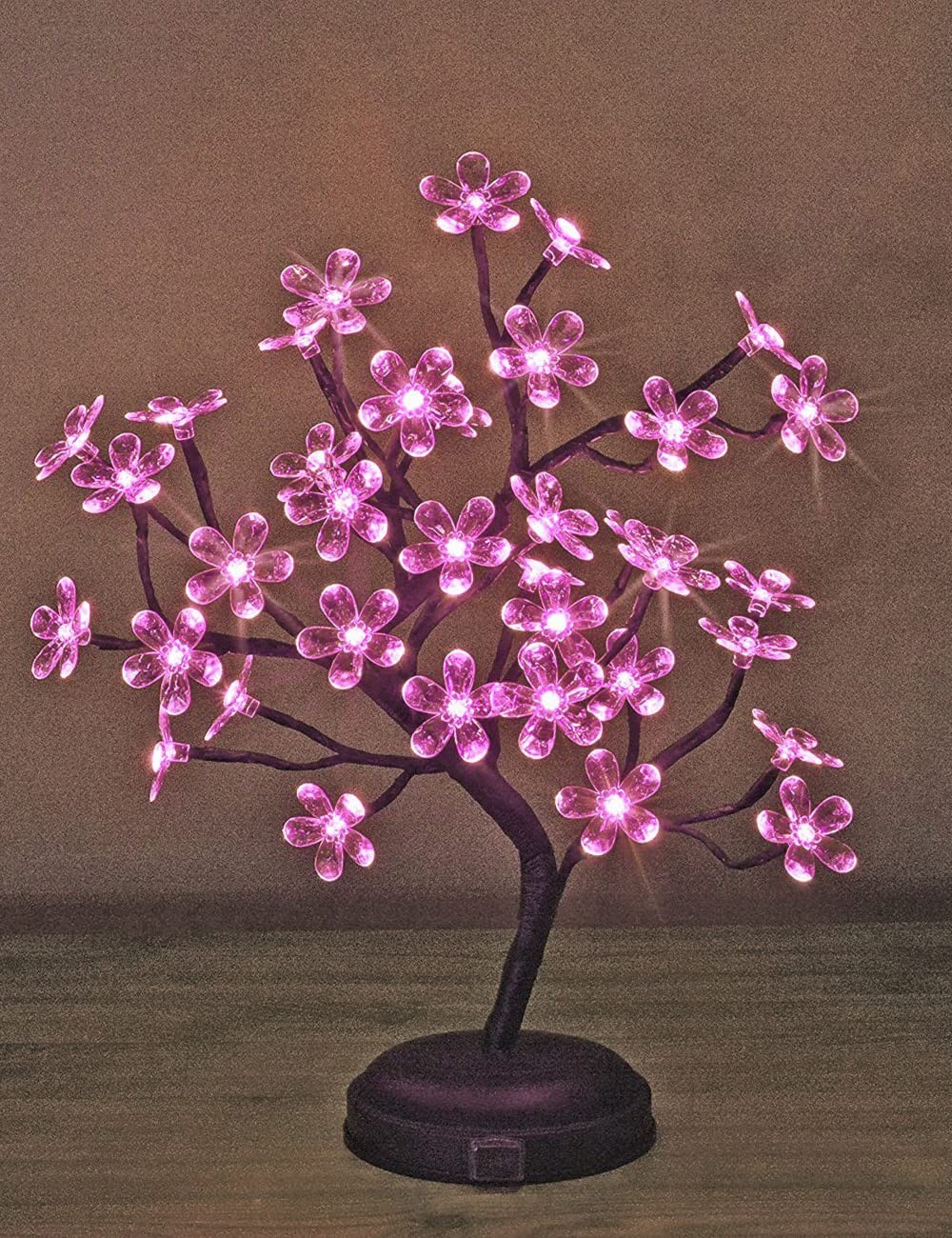 18-inch Crystal Flower LED Bonsai Tree, Pink Light, 36 LED Lights, Battery Po…