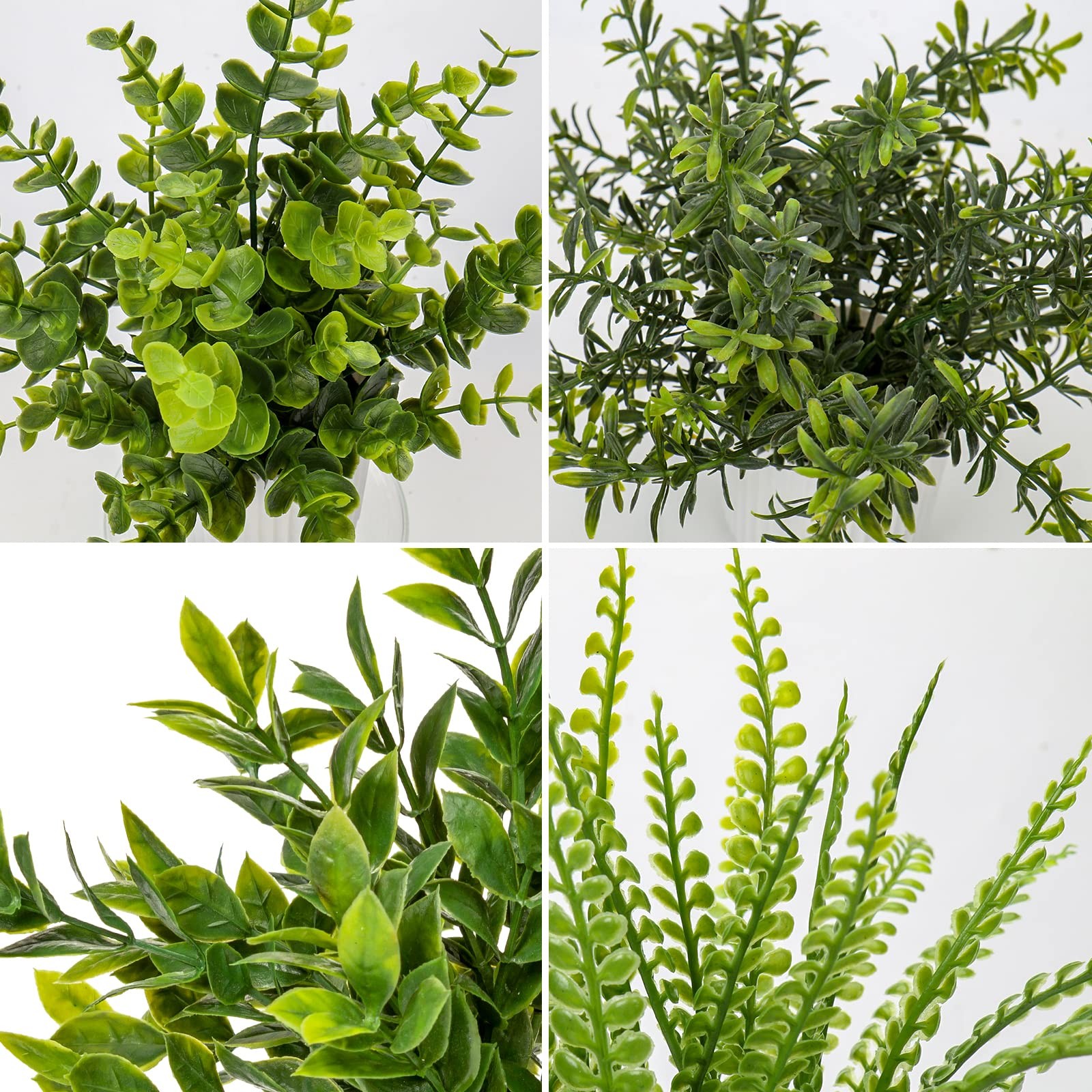 4 Pack Artificial Potted Plants Eucalyptus Rosemary Boston Fern ZZ Plant Fake…