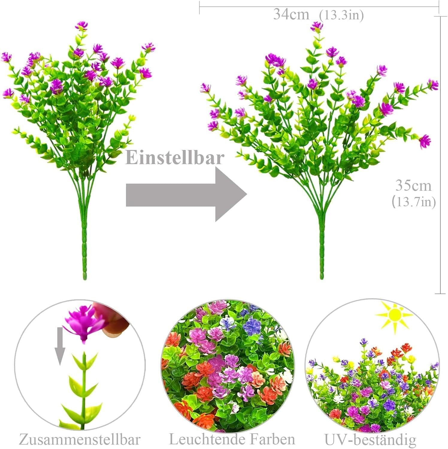 12Bundles Outdoor Artificial Flowers Mix-Colored Faux Greenery Plants Home Decor
