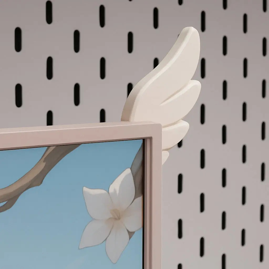 2pcs 3D Printed Pink Wings Monitor Decor Cute Gaming Room Desk Ornament Gift