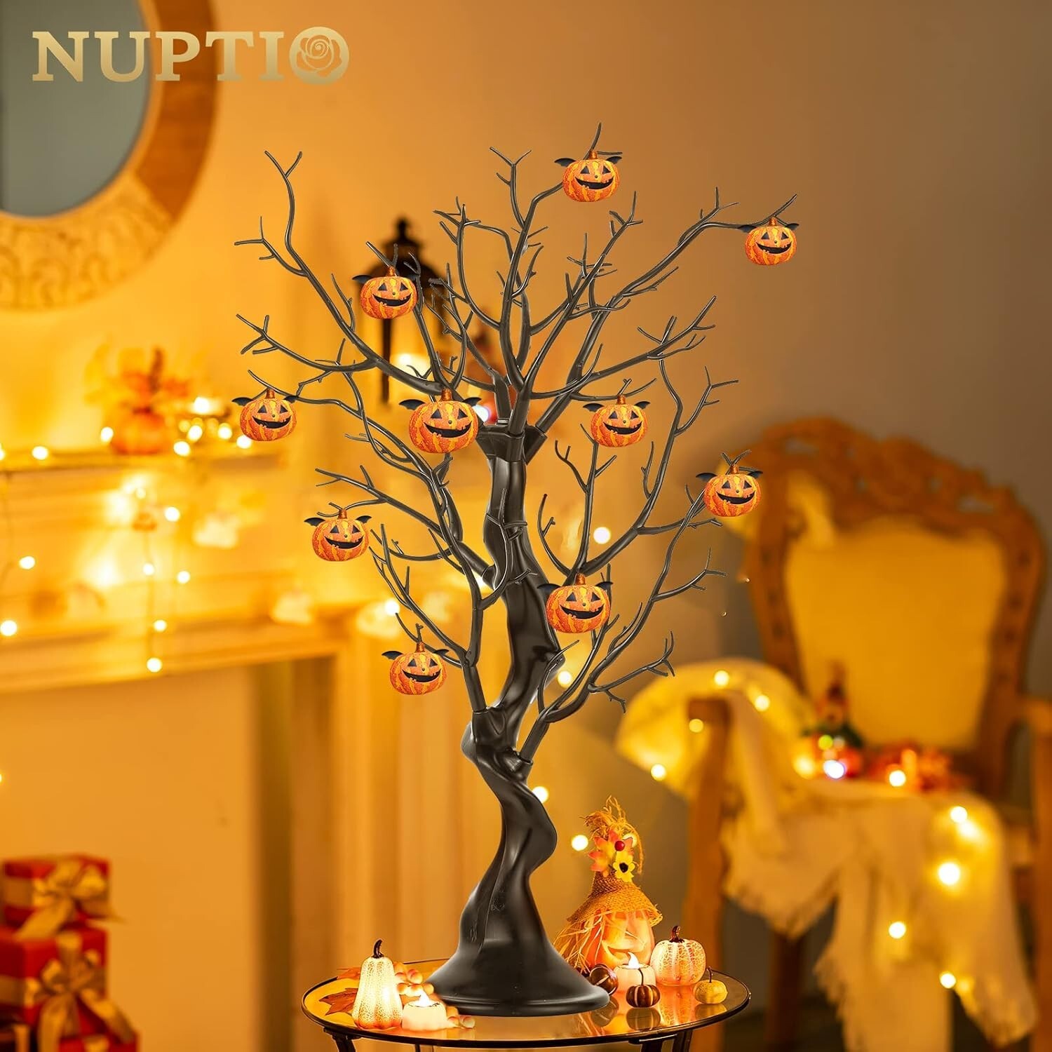 Portable 22.8in Black Christmas Ornament Display Tree – For Year-Round Decor