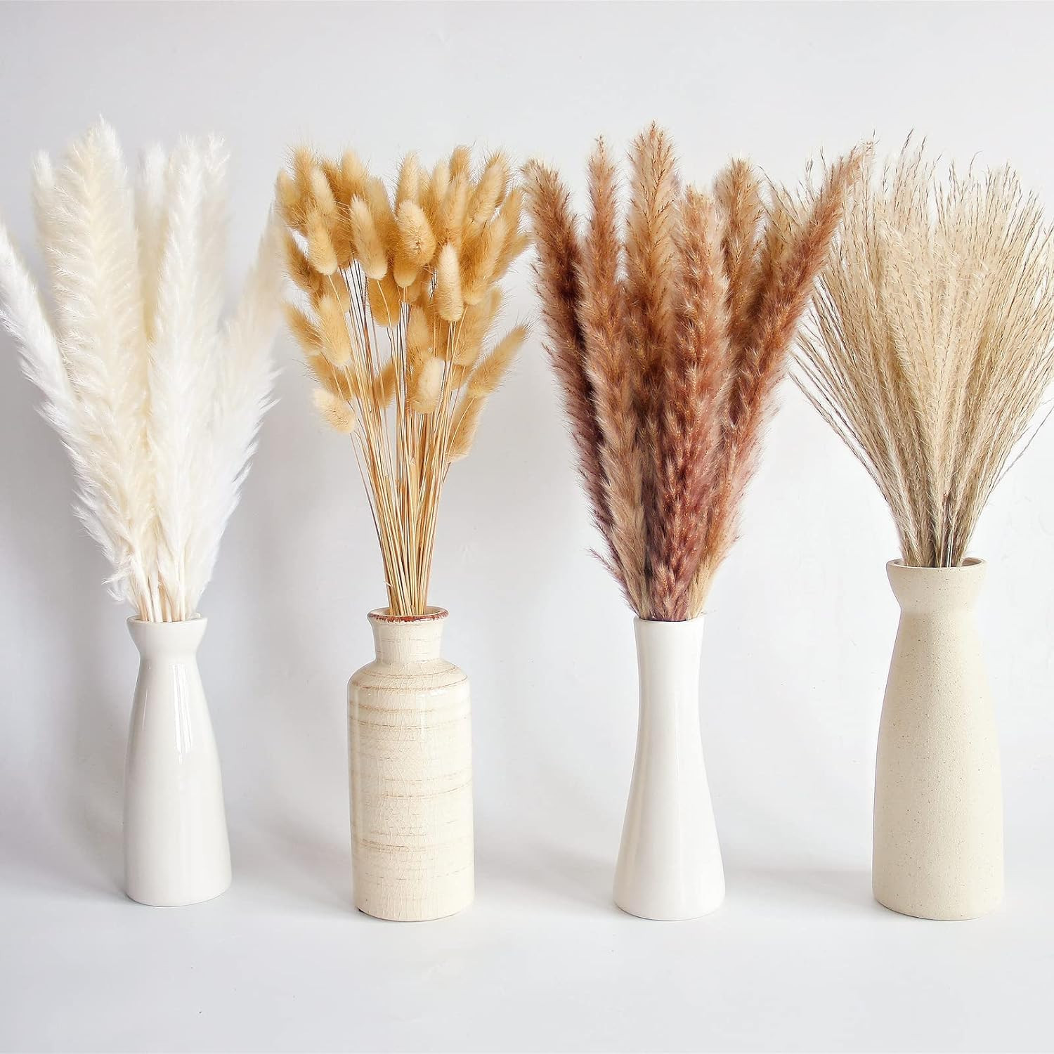 100 PCS Small Boho Pampas Grass, 17″ Naturally Dried Pompas, Pampas Grass Decor