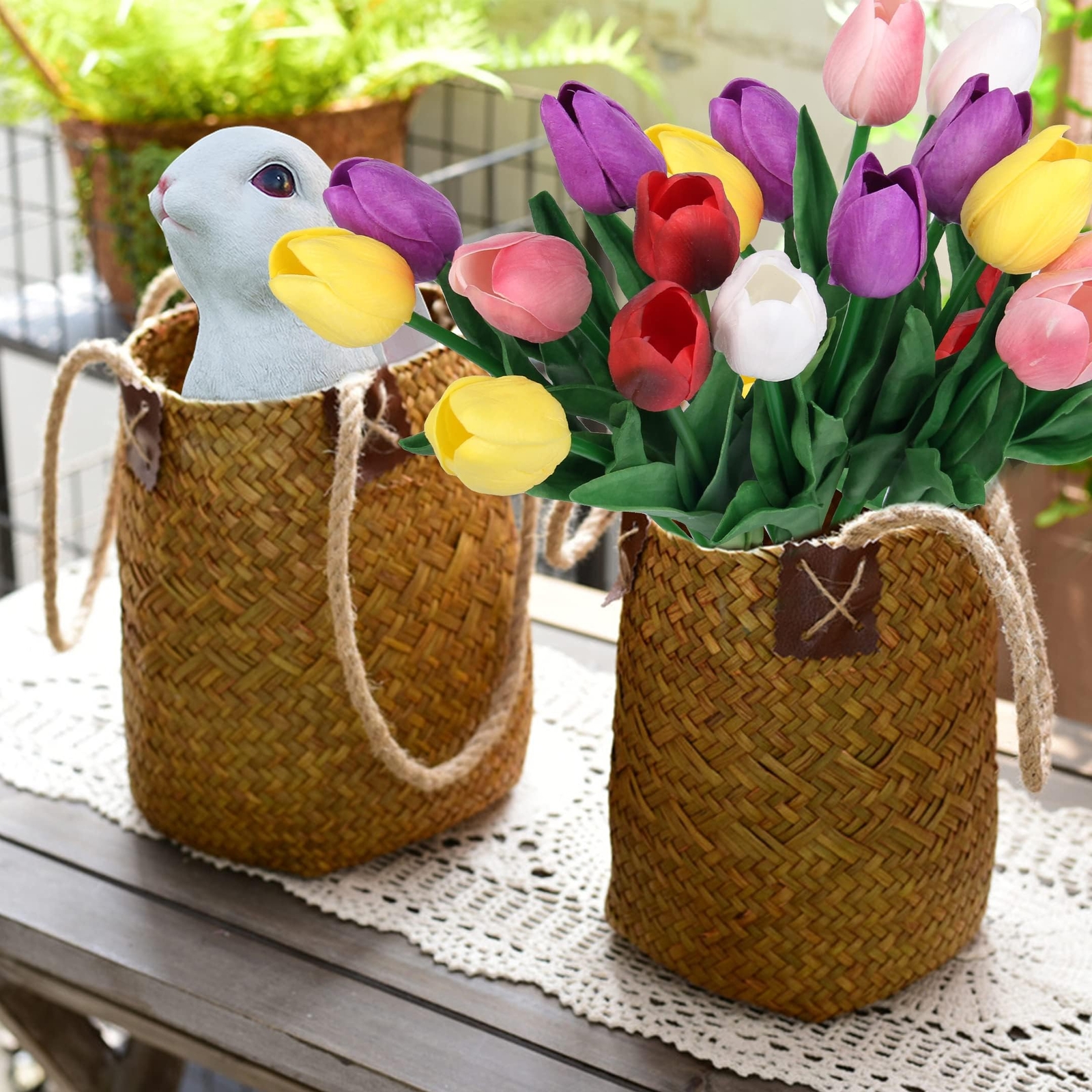 30 pcs Artificial Tulips Fake Flower Bouquet Arrangement for Party Decoration