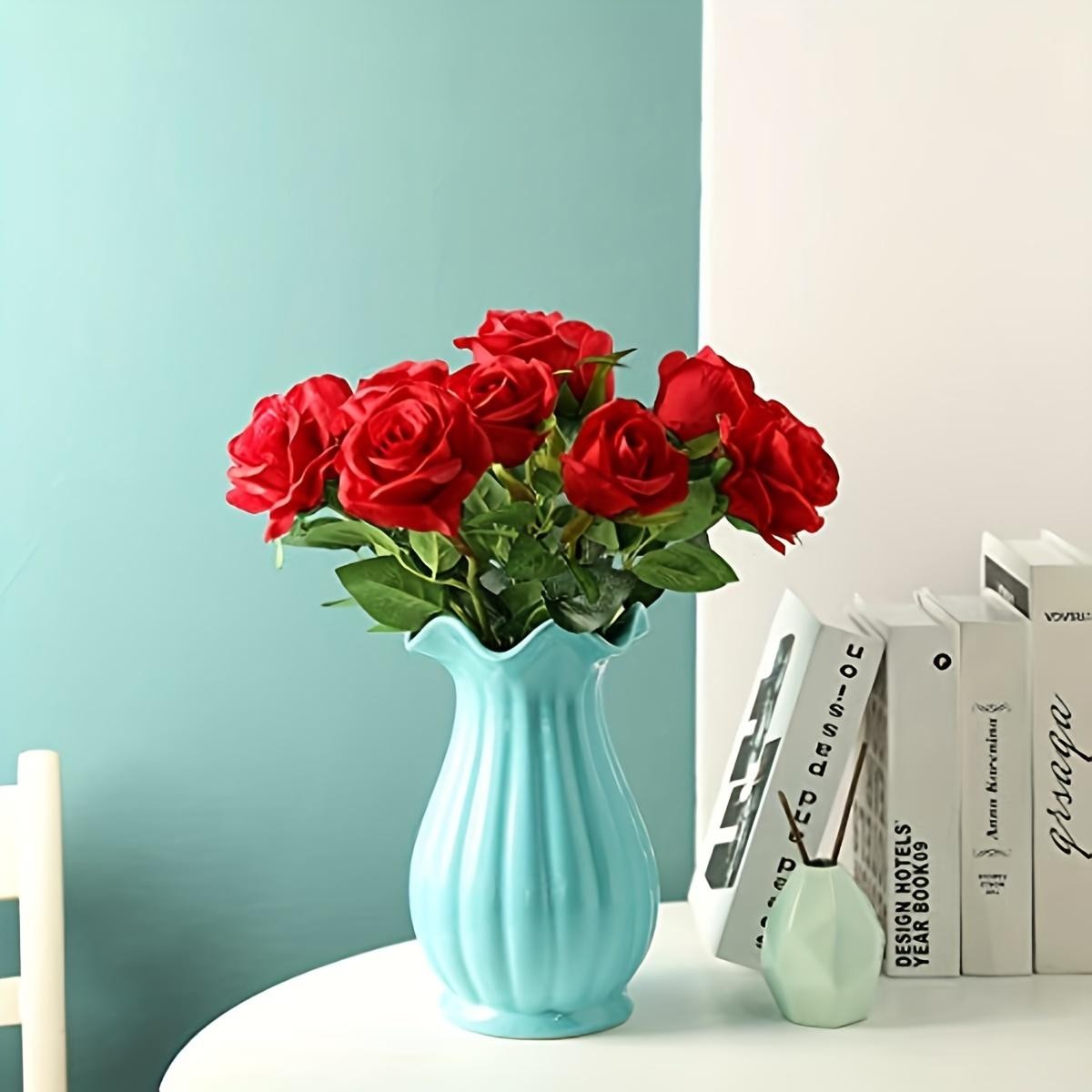 12pcs Realistic Artificial Rose Bouquet for Weddings, Birthdays, and More for Fl
