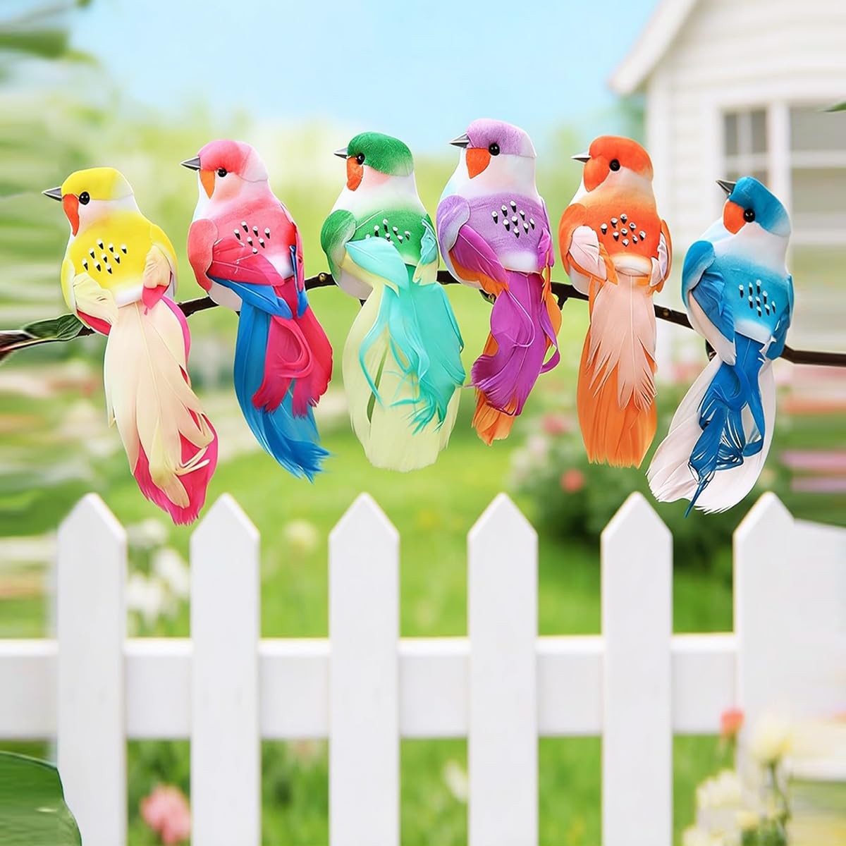 Artificial Bird Decorations Assorted Colors Fake Bird for Home Spring Decor