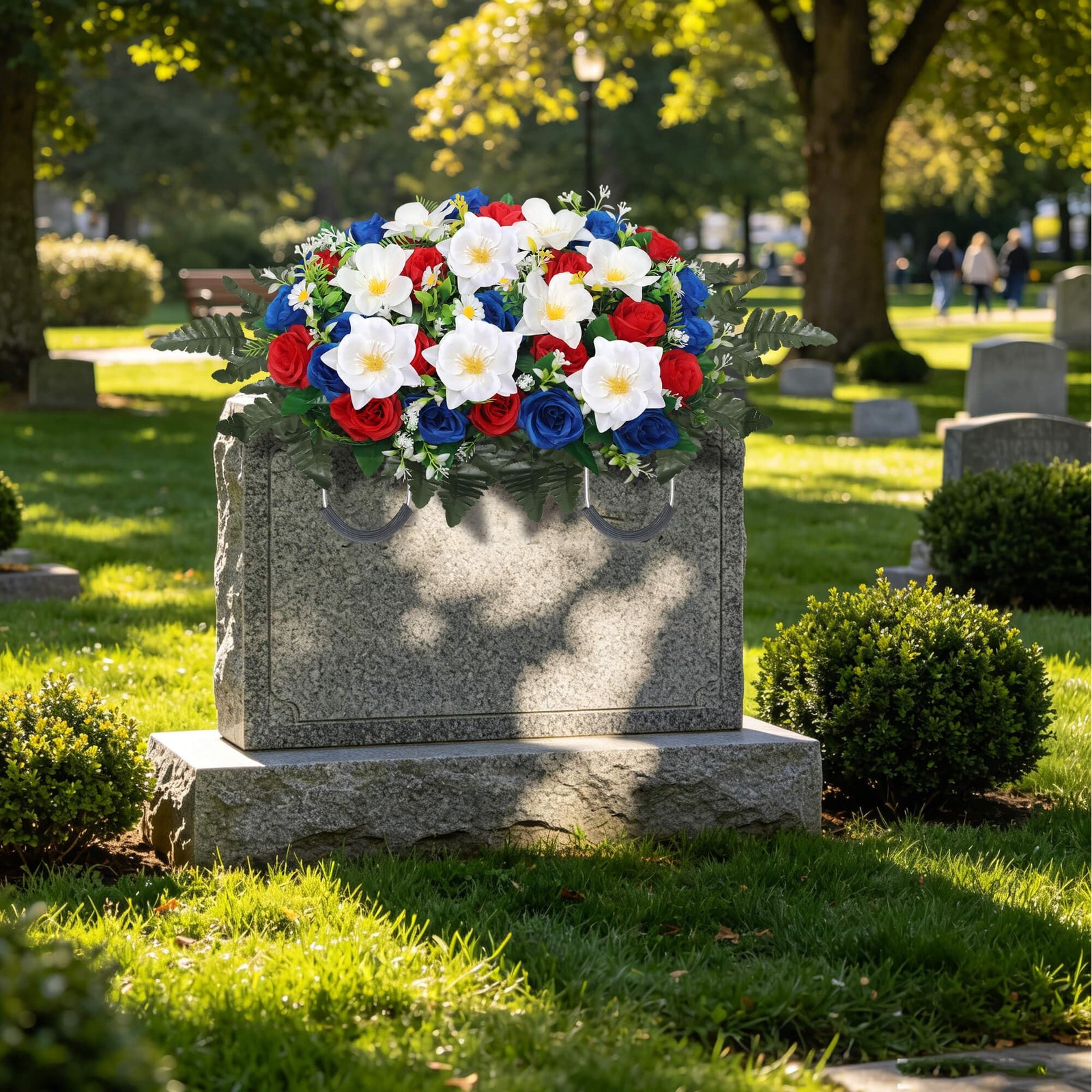 Headstone Flower Saddle, Artificial Cemetery Flowers for Grave Decorations – …