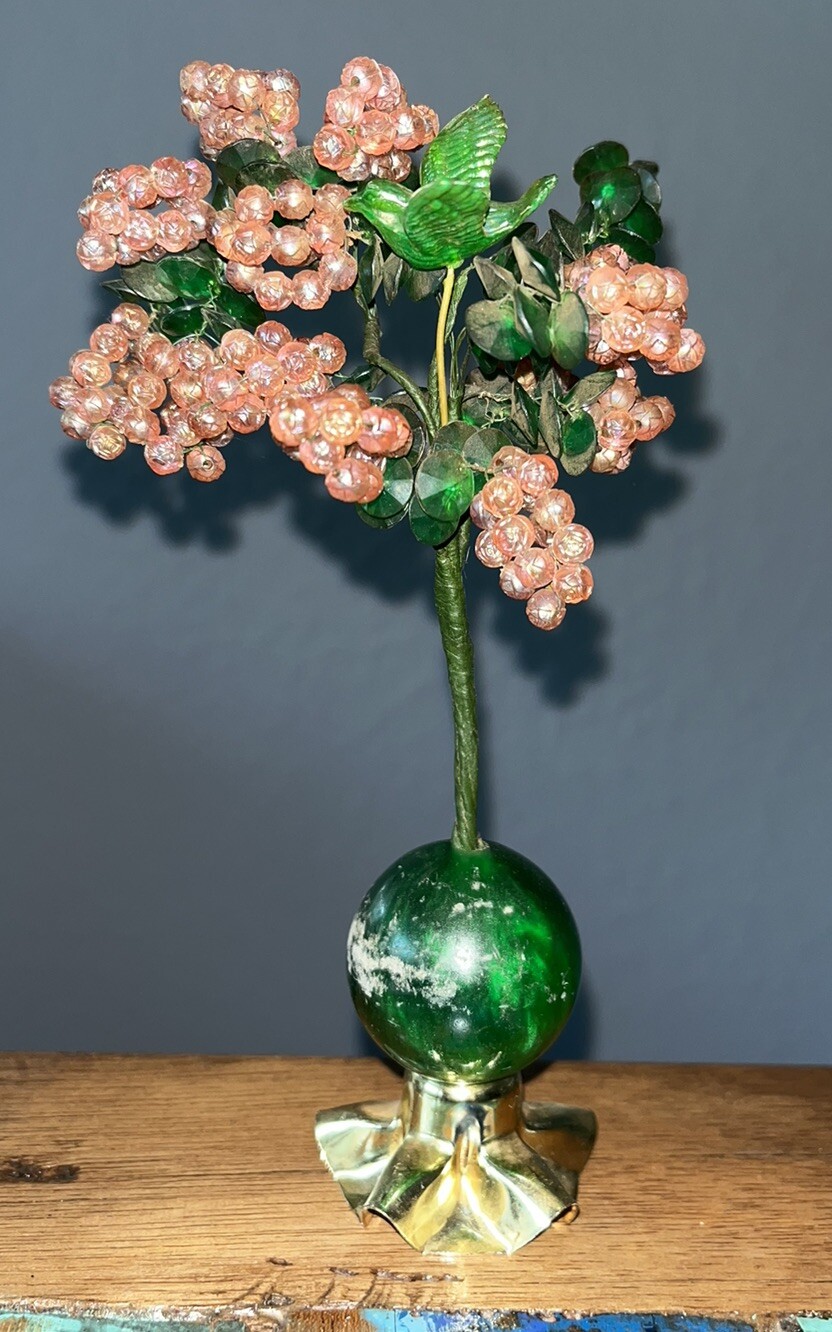 Vintage 70s MCM Handmade Wire Beaded Tree Of Life Bonsai w/ Bird – Retro Craft