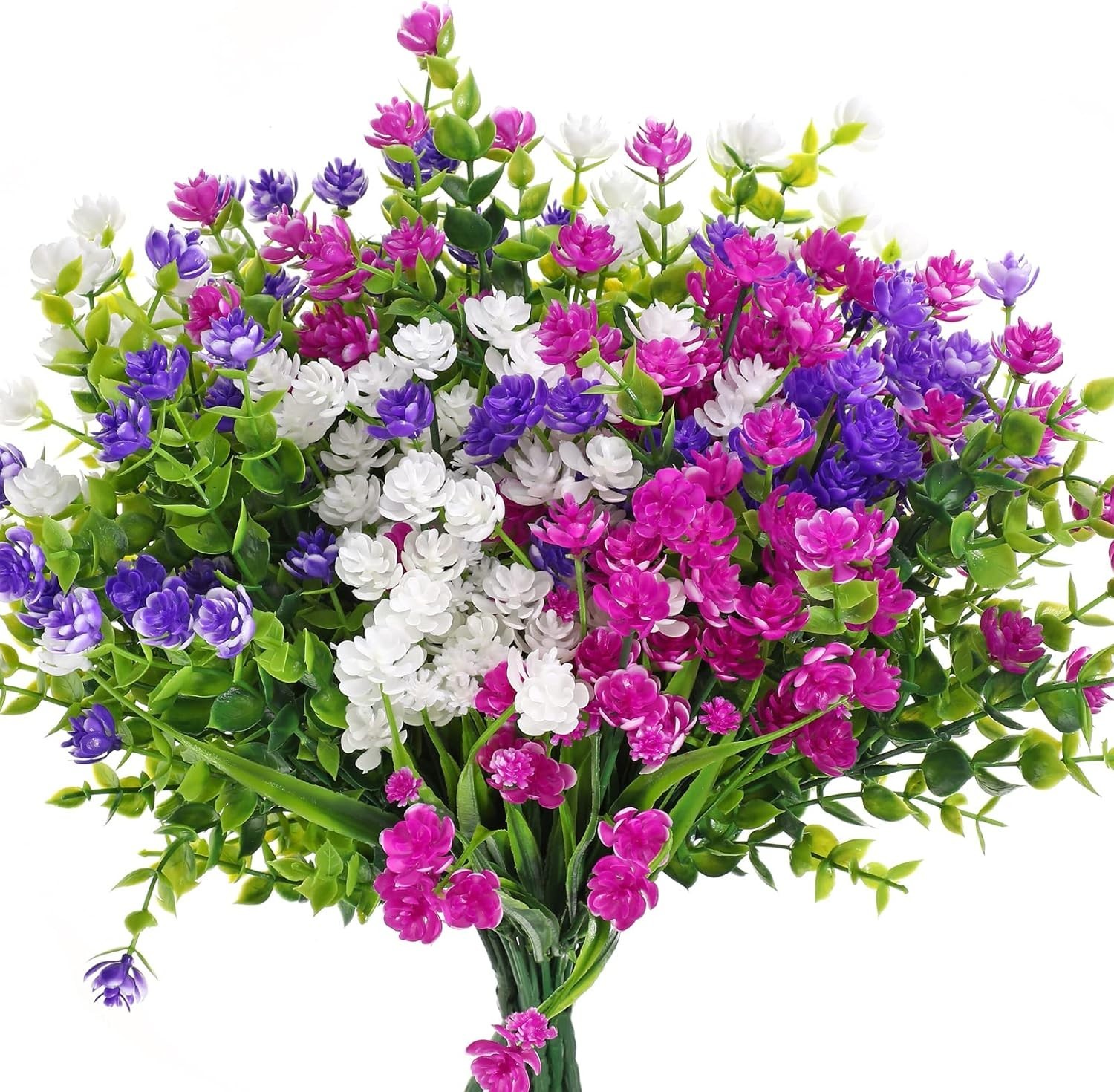Elegant 12 Pack UV Resistant Faux Flowers – Perfect for Indoors & Outdoors